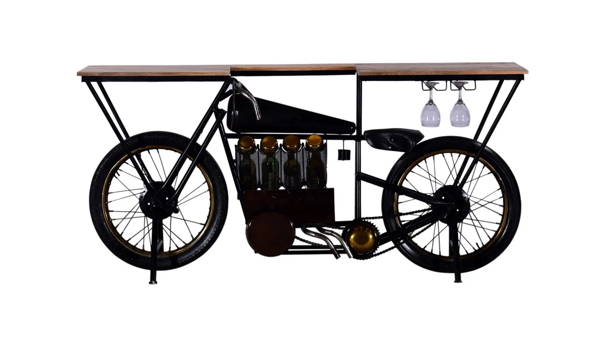 Black Motorcycle Wine Bar By Homeroots - Image 3