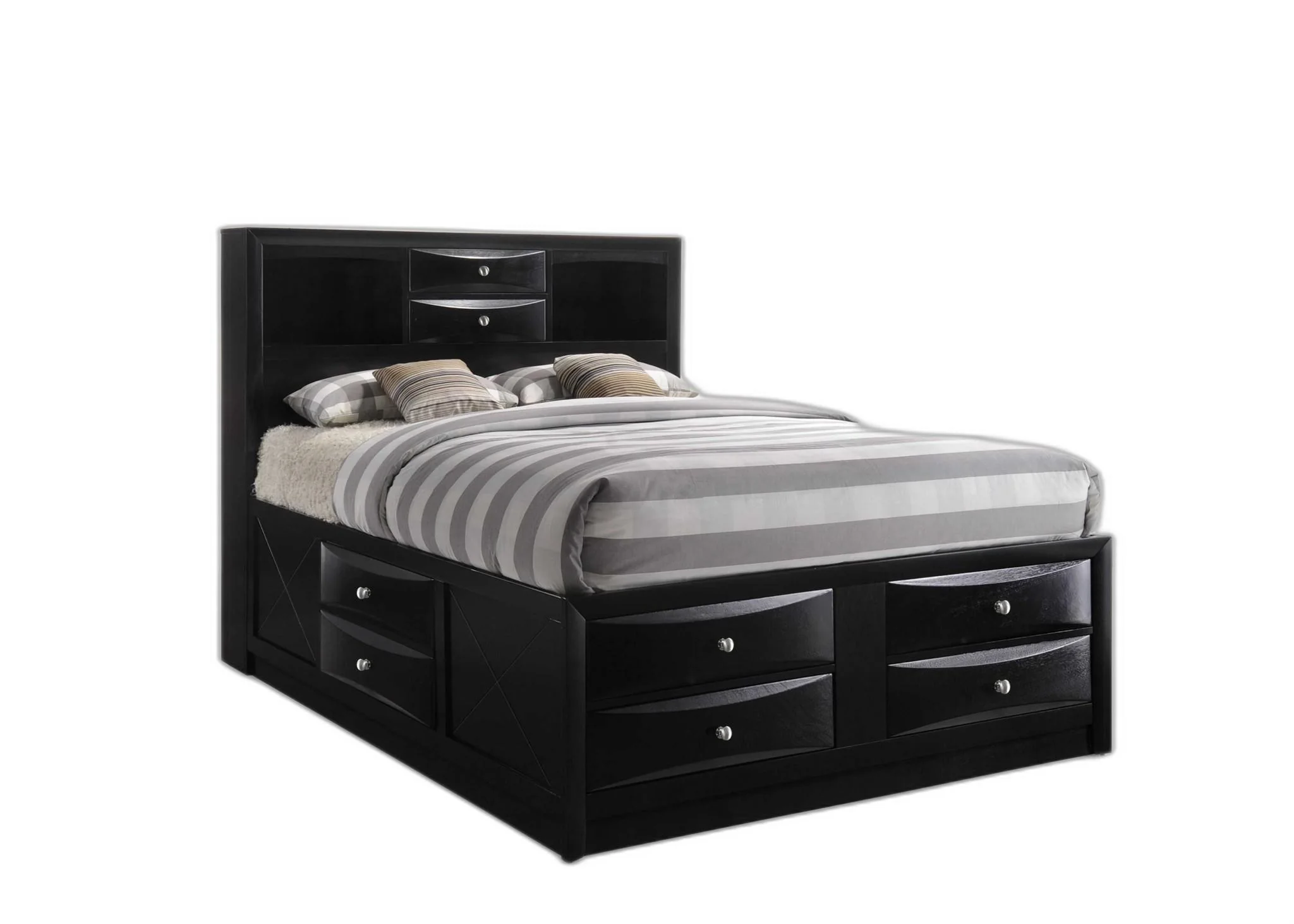 Black Multii-Drawer Wood Platform King Bed With Pull Out Tray By Homeroots - Image 4