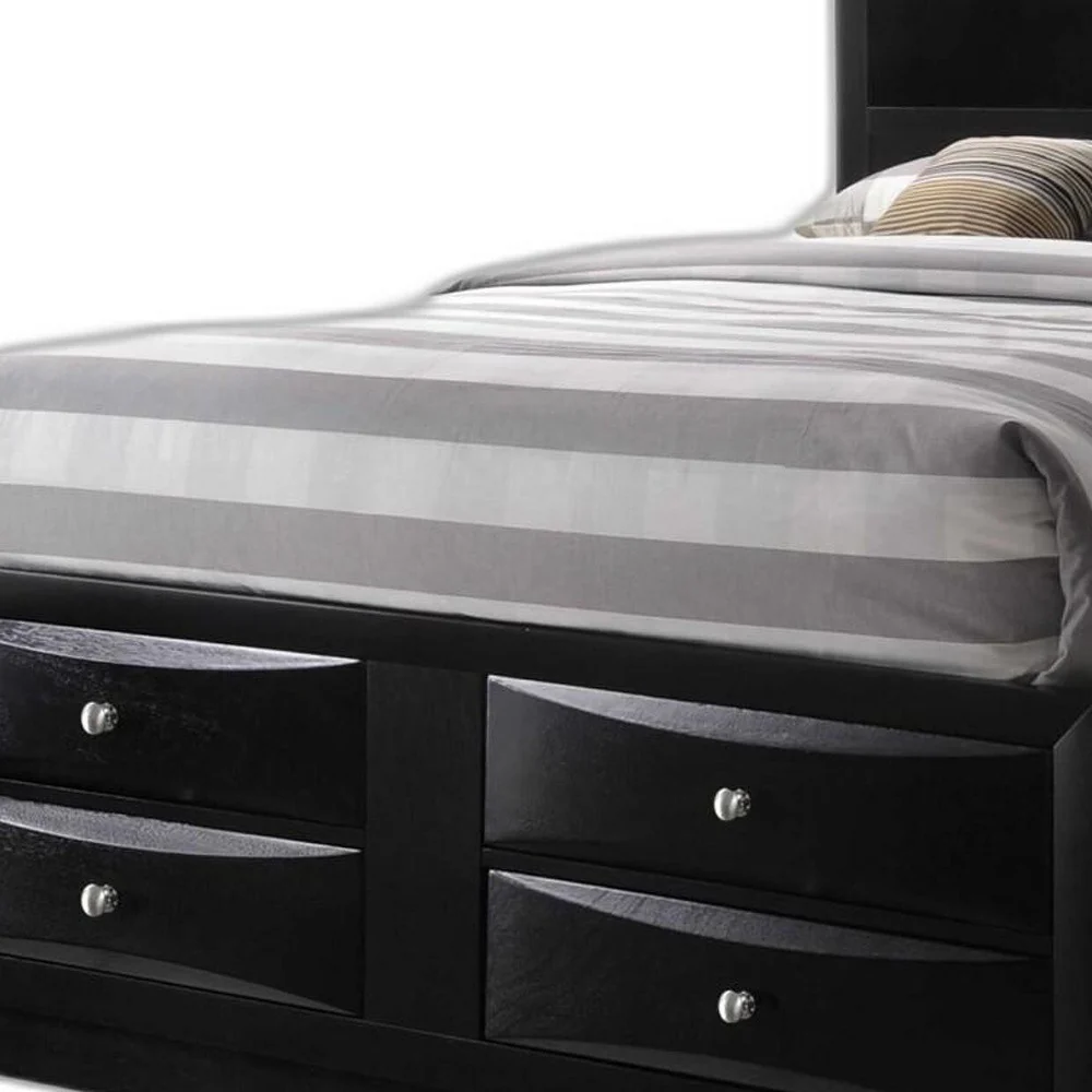 Black Multii-Drawer Wood Platform King Bed With Pull Out Tray By Homeroots - Image 6