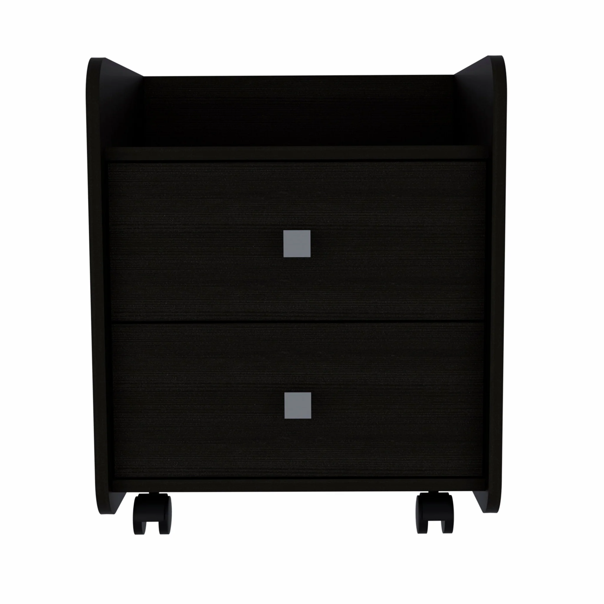 Black Nightstand with Two Drawers By Homeroots - Image 2