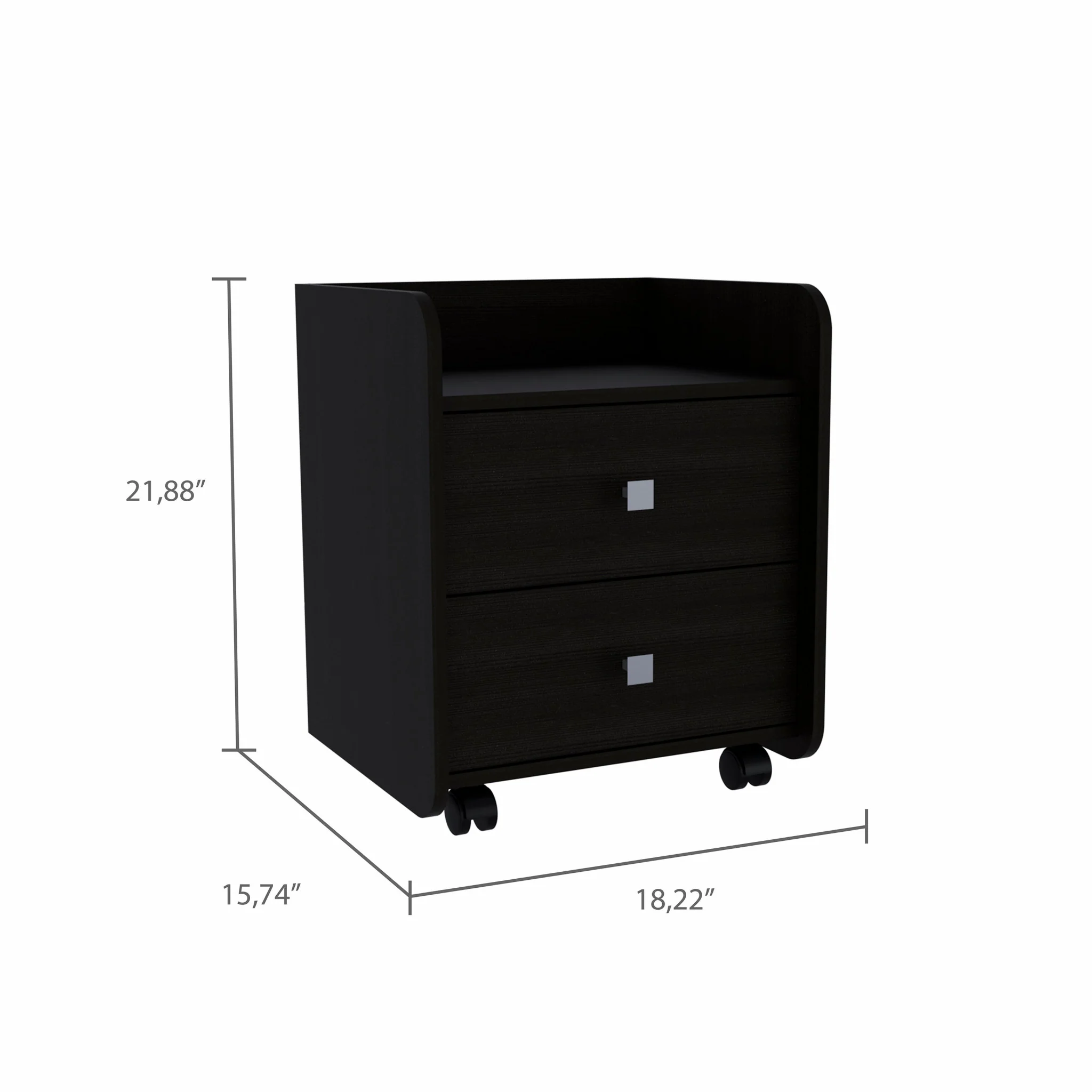 Black Nightstand with Two Drawers By Homeroots - Image 3
