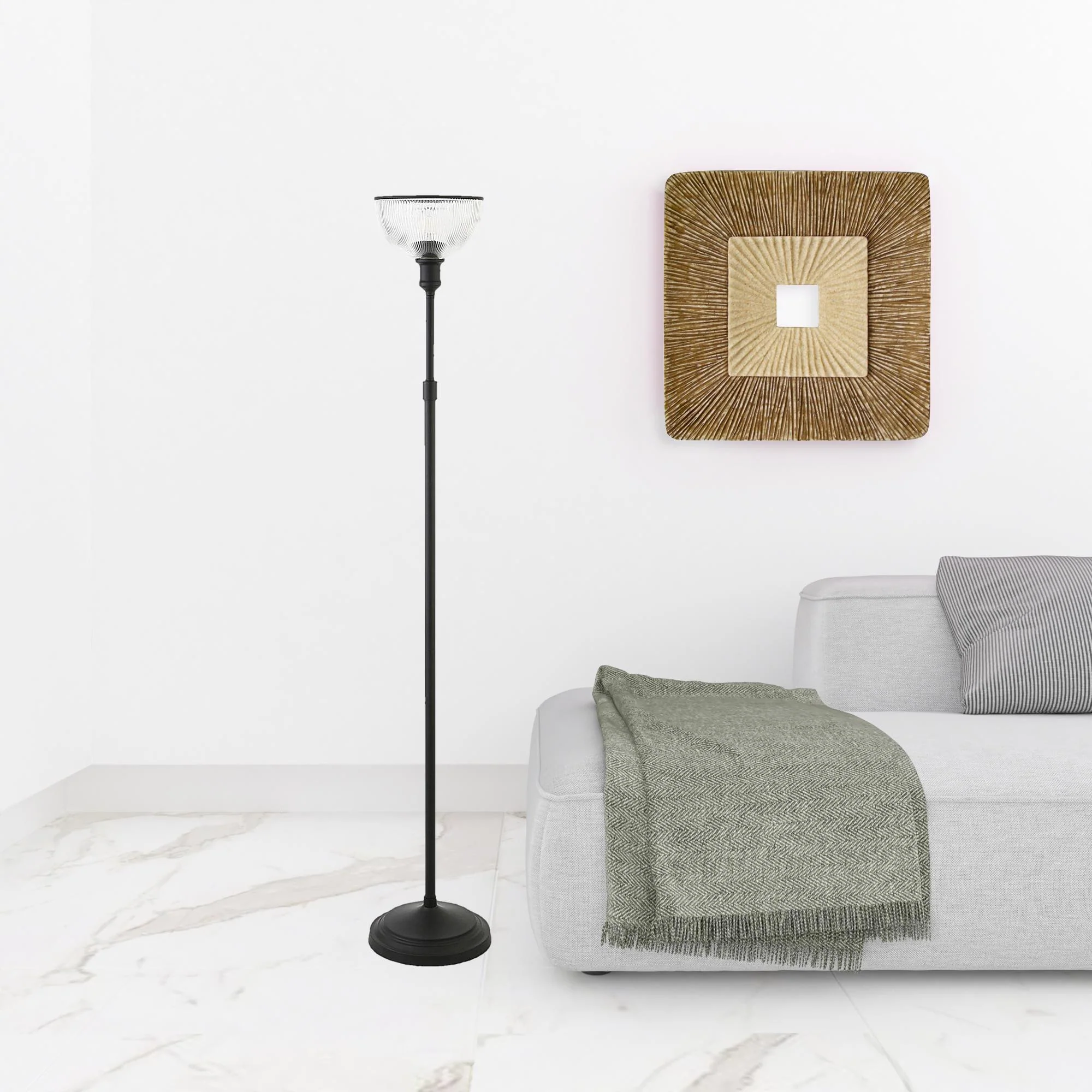 Black Novelty Floor Lamp With Clear Transparent Glass Dome Shade By Homeroots - Image 3