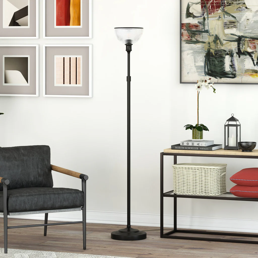 Black Novelty Floor Lamp With Clear Transparent Glass Dome Shade By Homeroots - Image 5