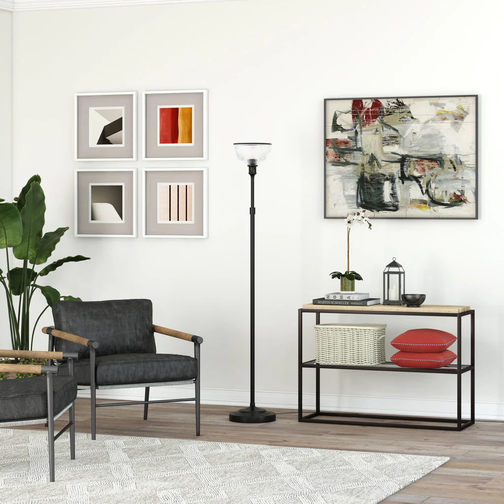 Black Novelty Floor Lamp With Clear Transparent Glass Dome Shade By Homeroots - Image 6