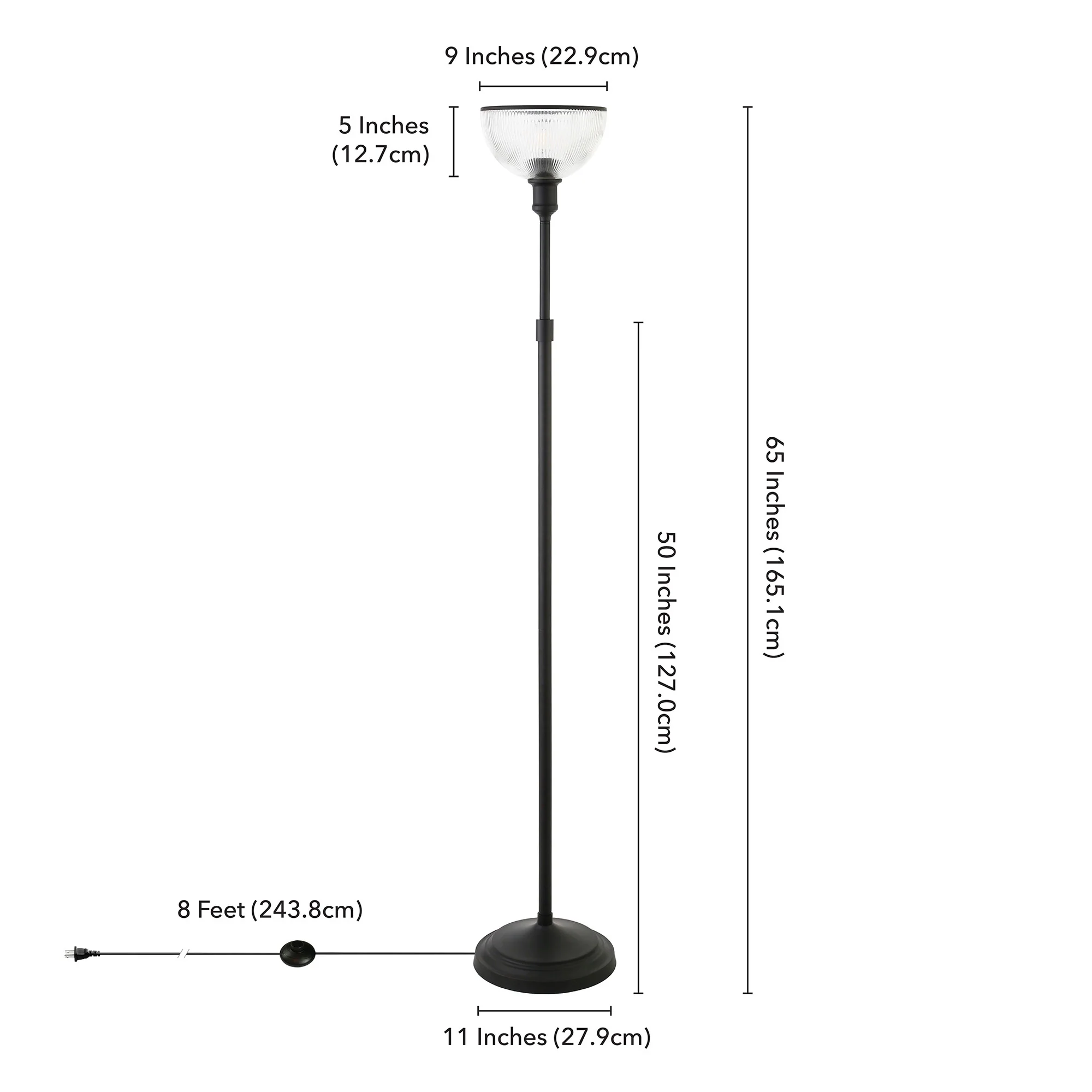 Black Novelty Floor Lamp With Clear Transparent Glass Dome Shade By Homeroots - Image 7