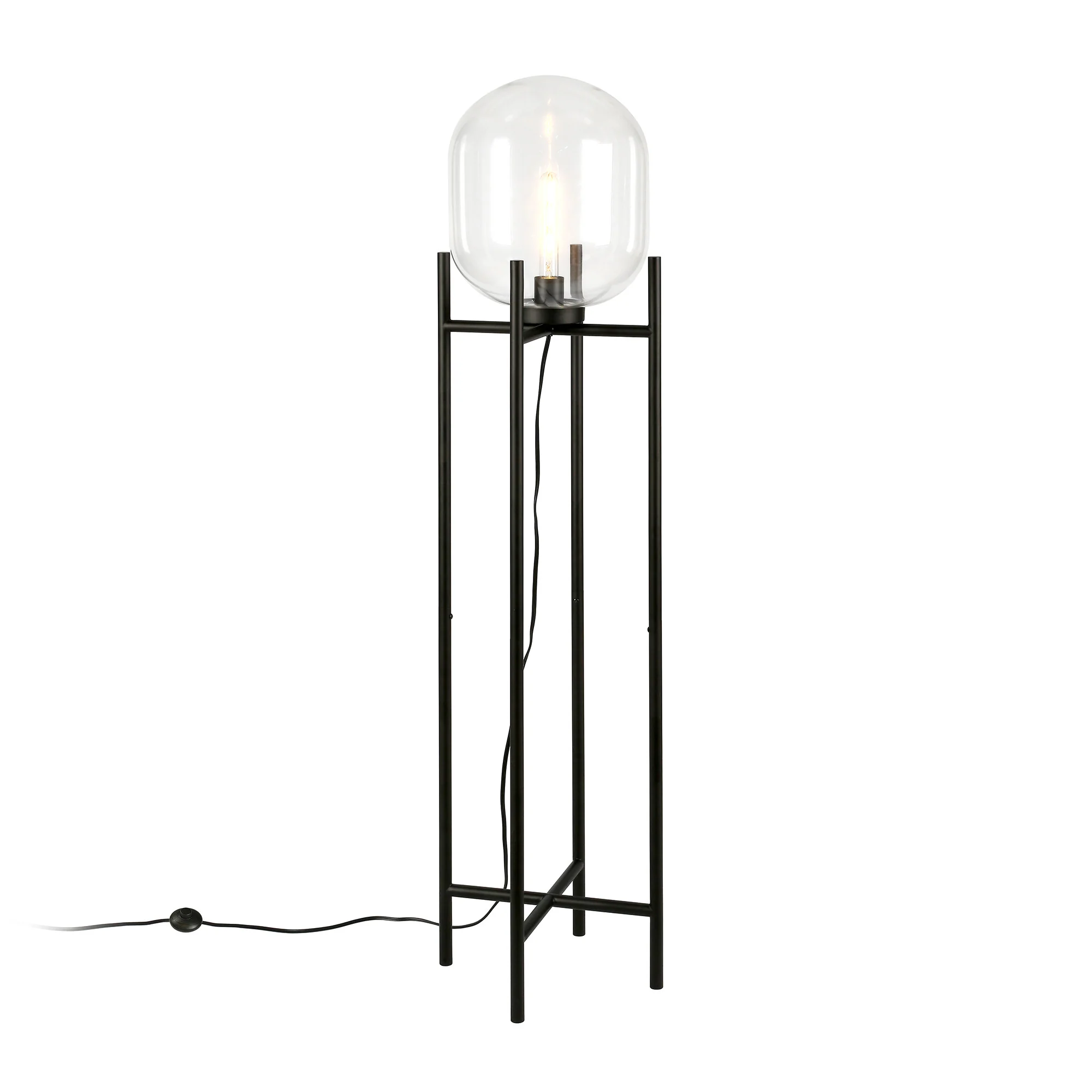 Black Novelty Floor Lamp With Clear Transparent Glass Globe Shade By Homeroots - Image 2