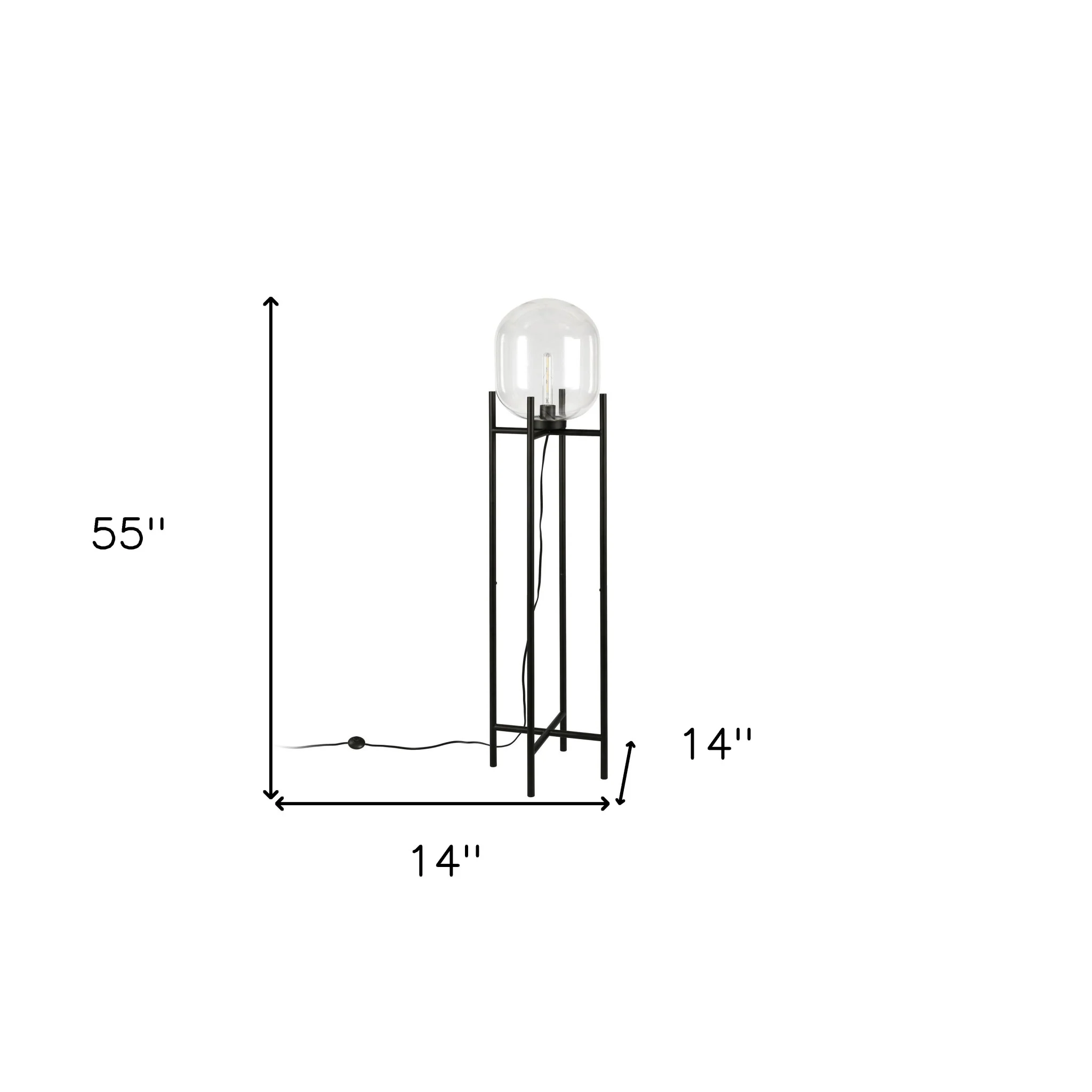 Black Novelty Floor Lamp With Clear Transparent Glass Globe Shade By Homeroots - Image 7