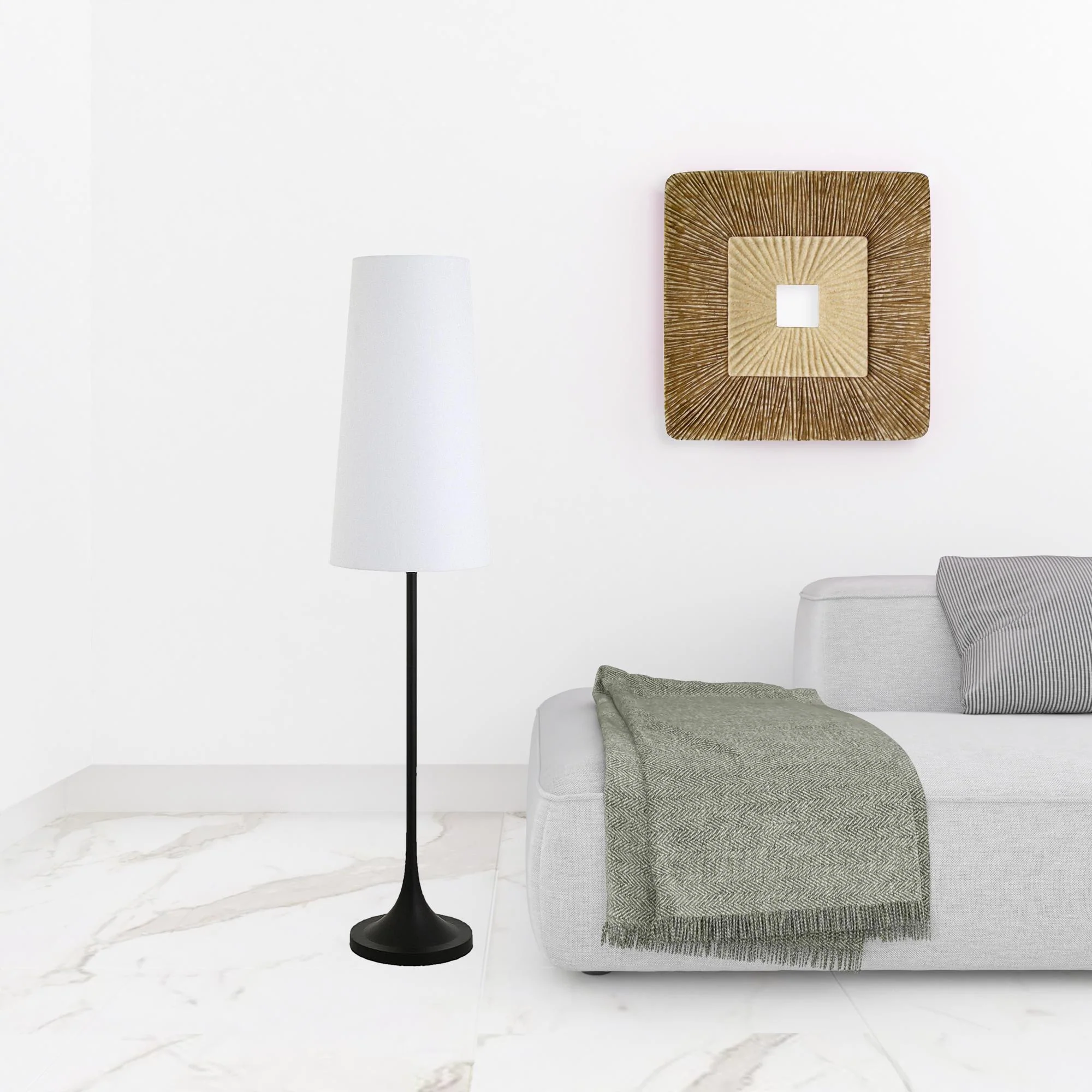Black Novelty Floor Lamp With White Frosted Glass Drum Shade By Homeroots - Image 4