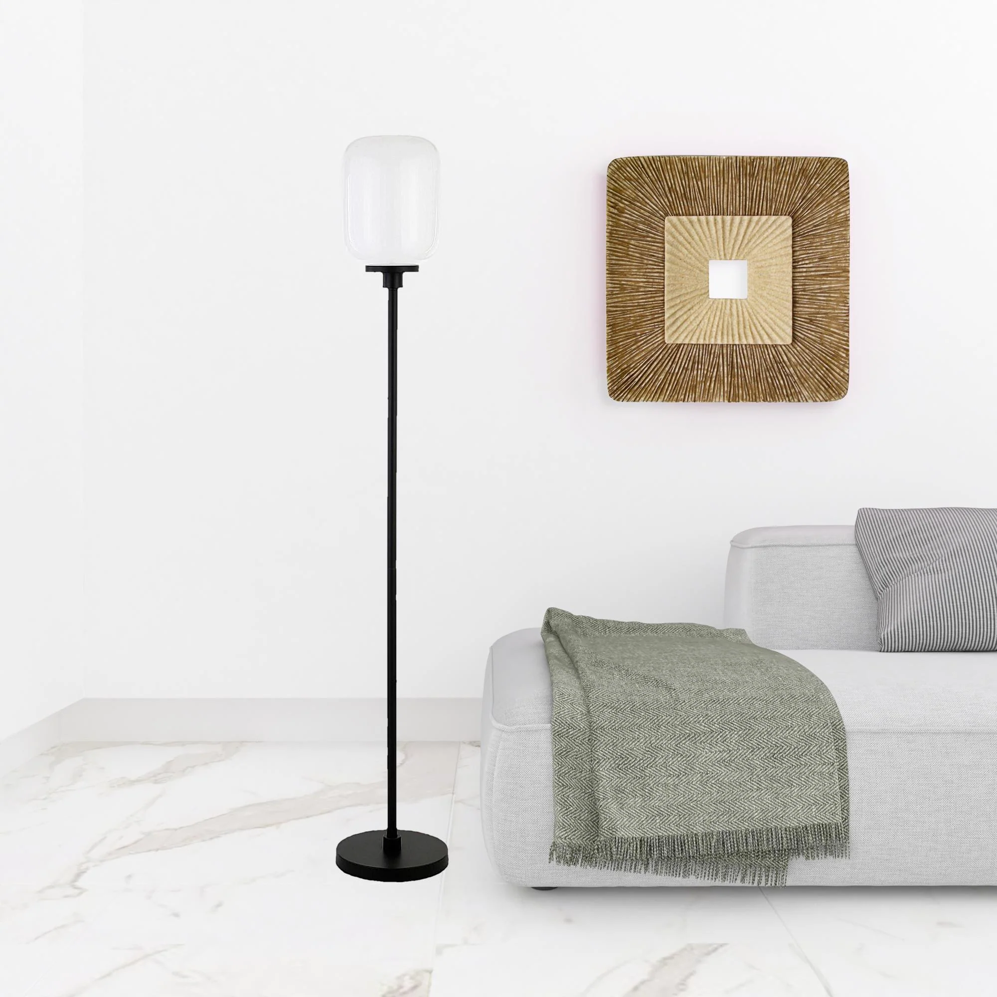 Black Novelty Floor Lamp With White Frosted Glass Globe Shade By Homeroots - Image 4