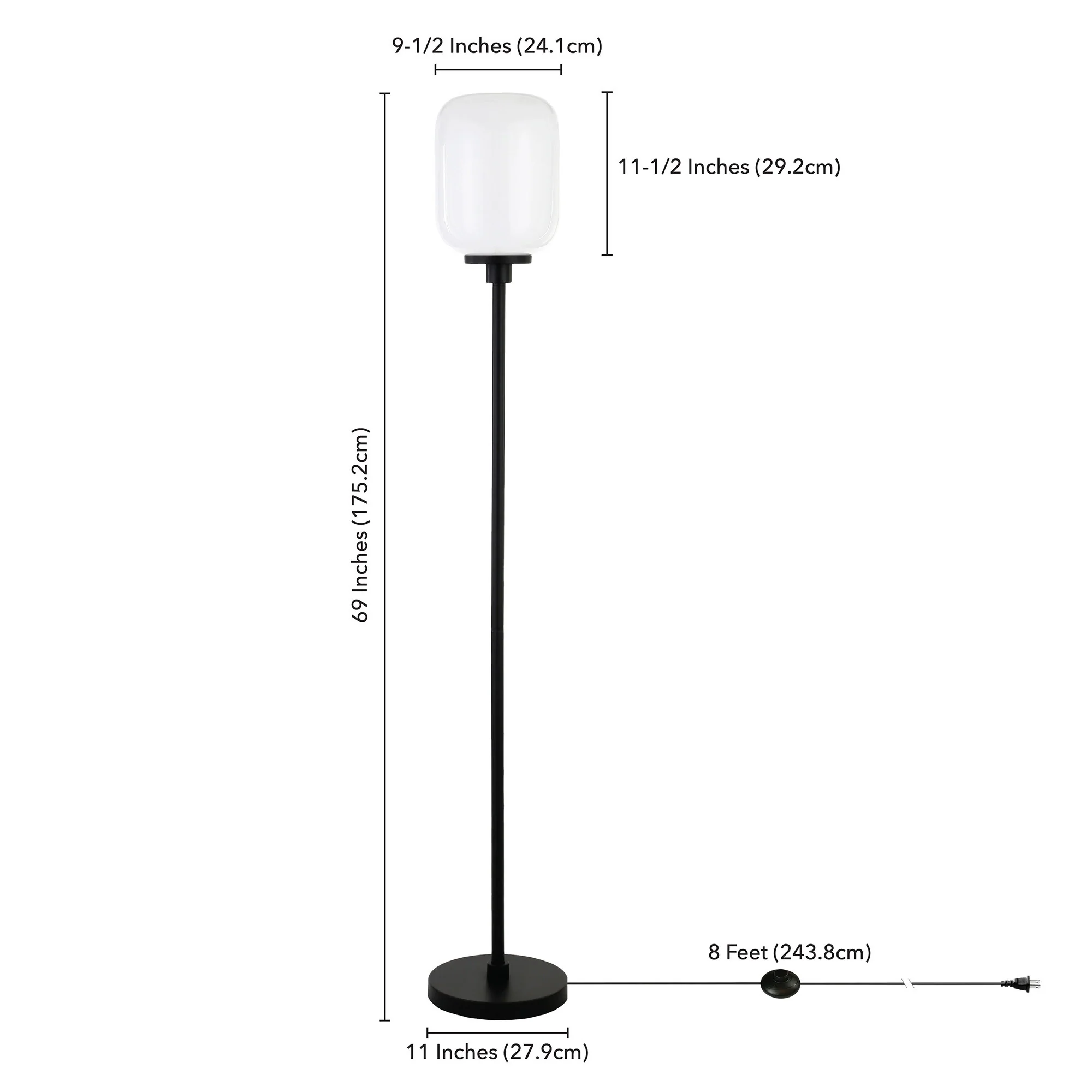Black Novelty Floor Lamp With White Frosted Glass Globe Shade By Homeroots - Image 8