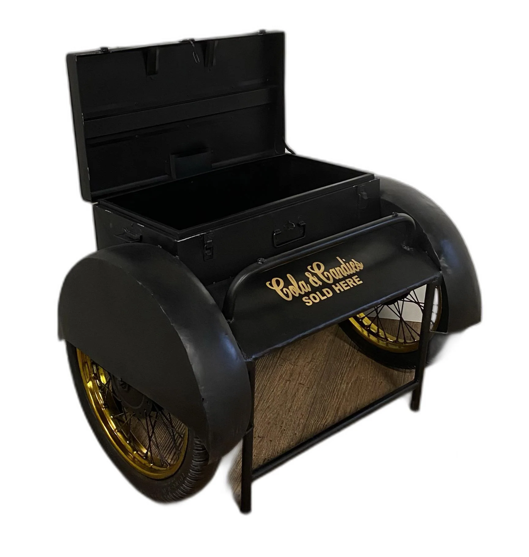 Black Old Time Delivery Box Table With Storage By Homeroots - Image 4