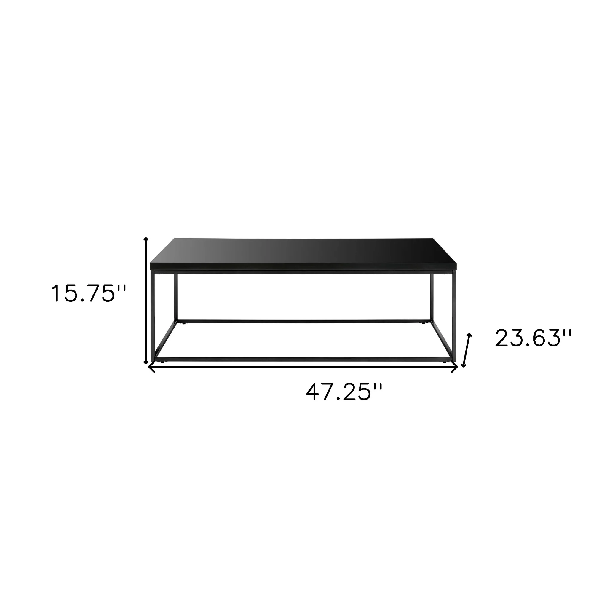 Black on Black High Gloss Coffee Table By Homeroots - Image 2