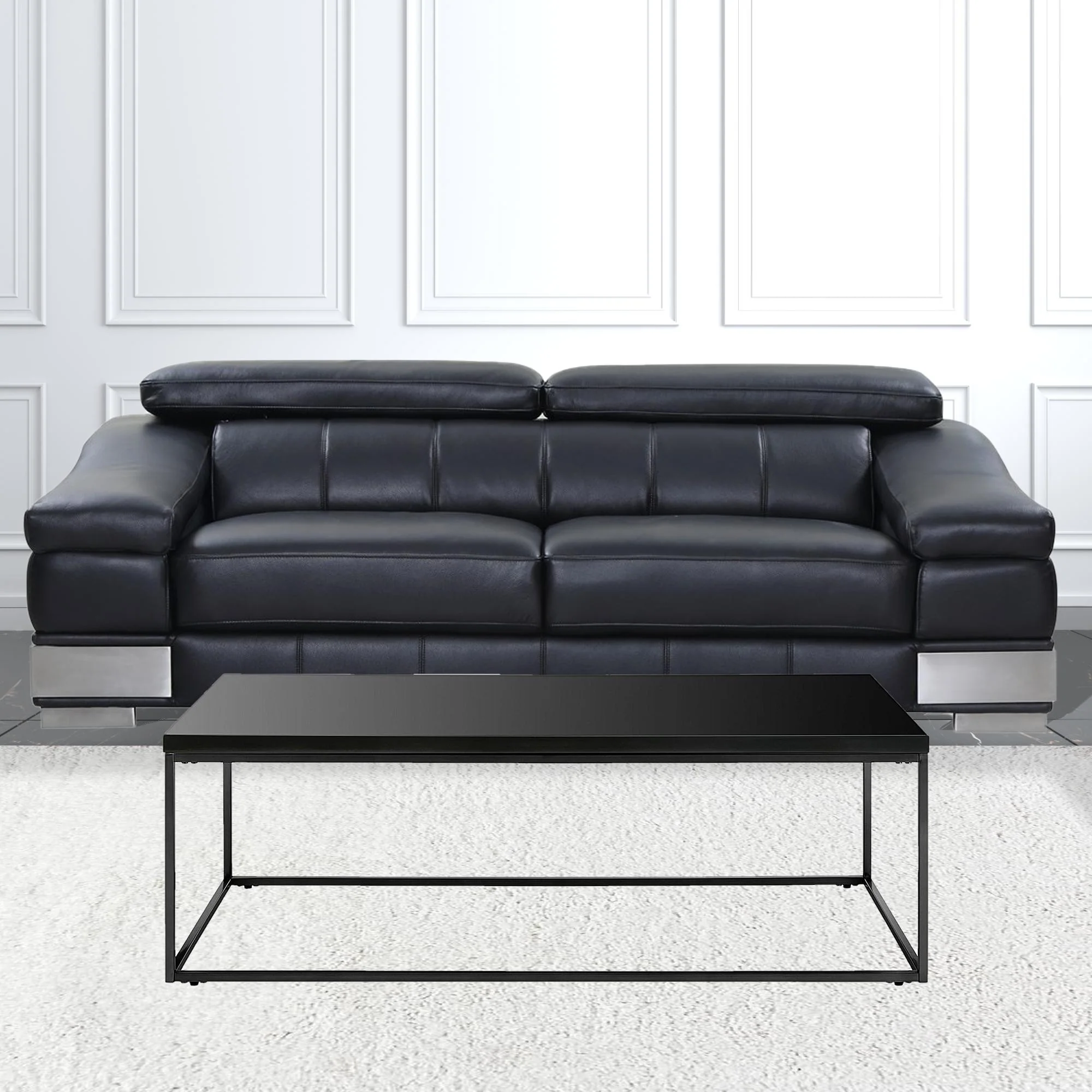 Black on Black High Gloss Coffee Table By Homeroots - Image 6