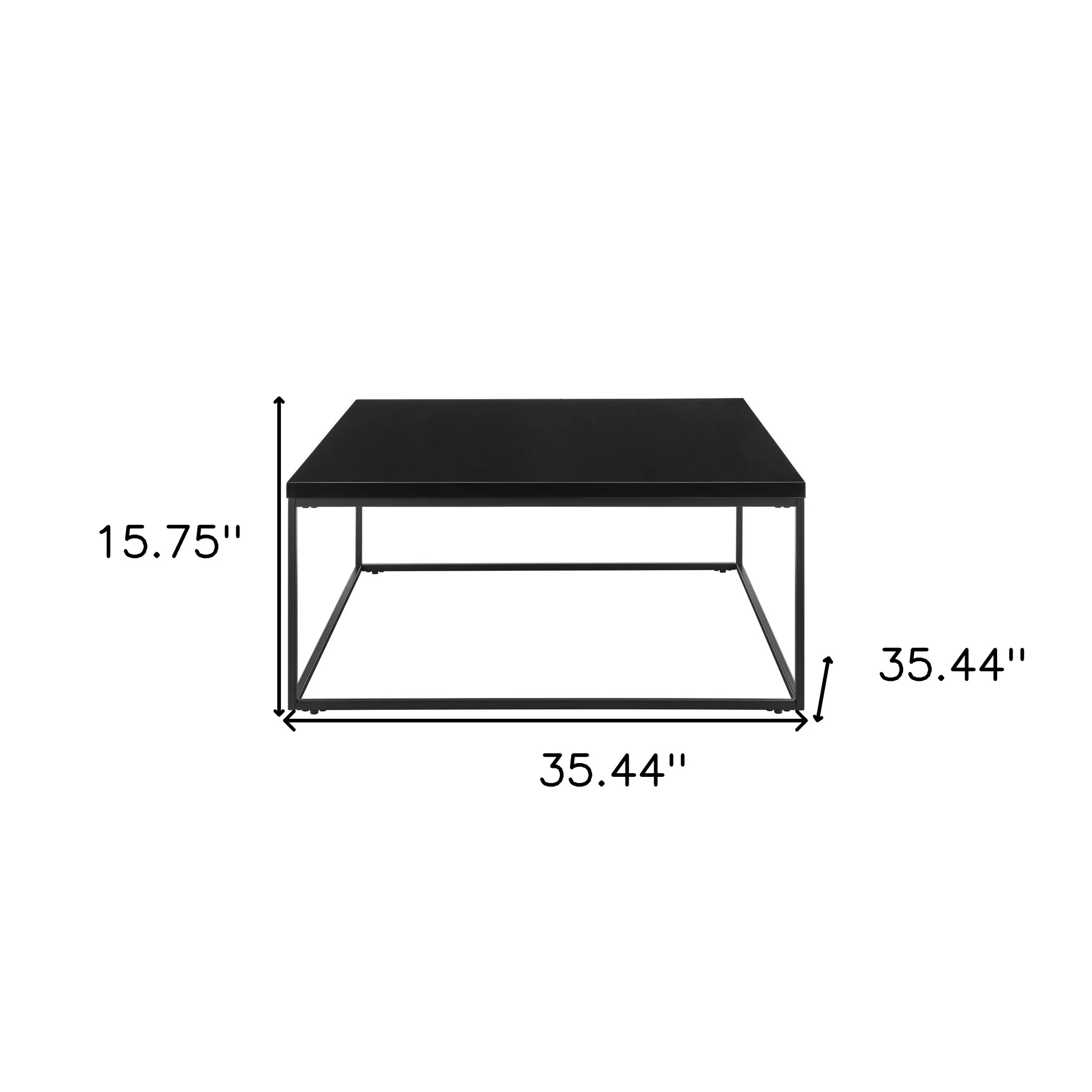 Black on Black High Gloss Square Coffee Table By Homeroots - Image 7