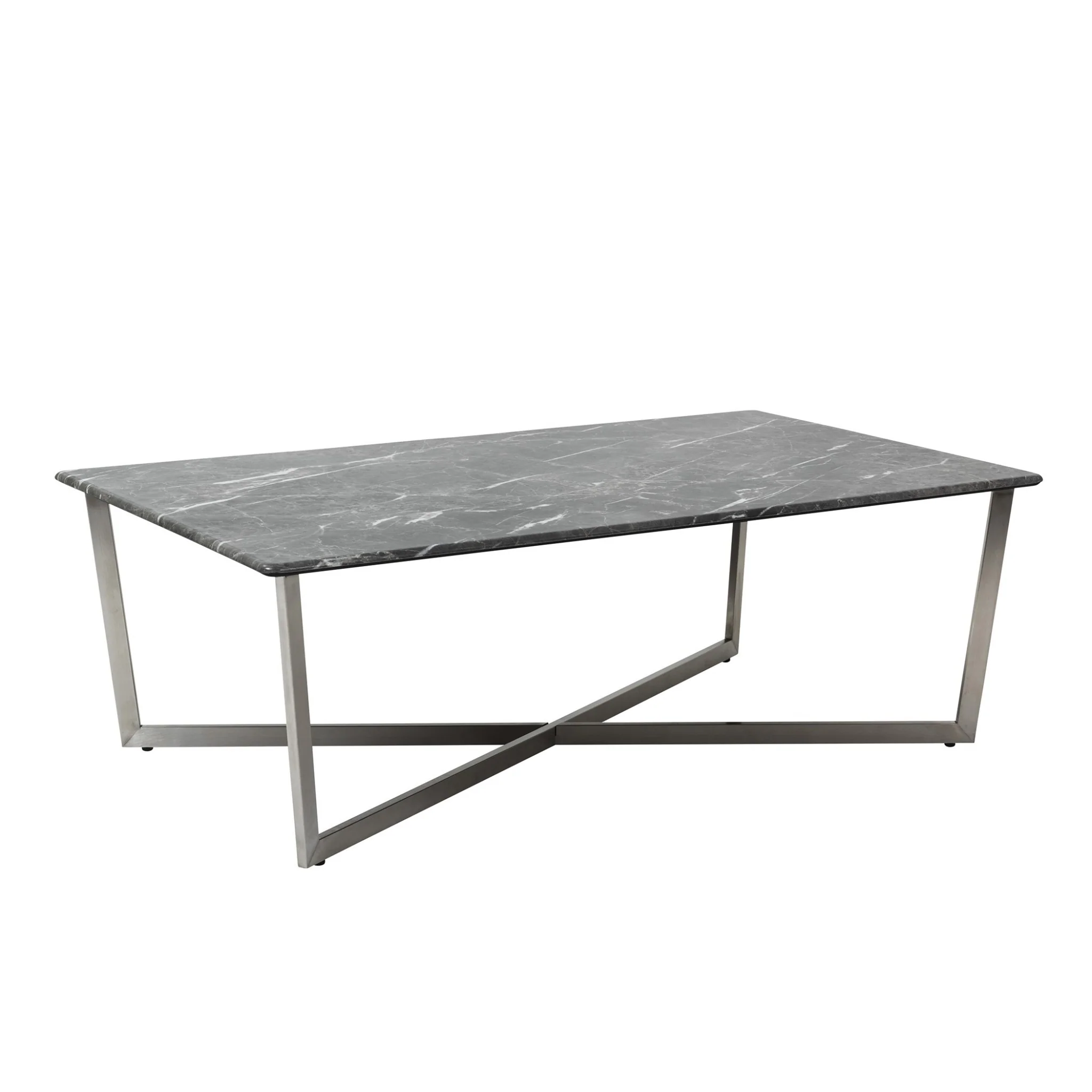 Black on Stainless Faux Marble Coffee Table By Homeroots - Image 3
