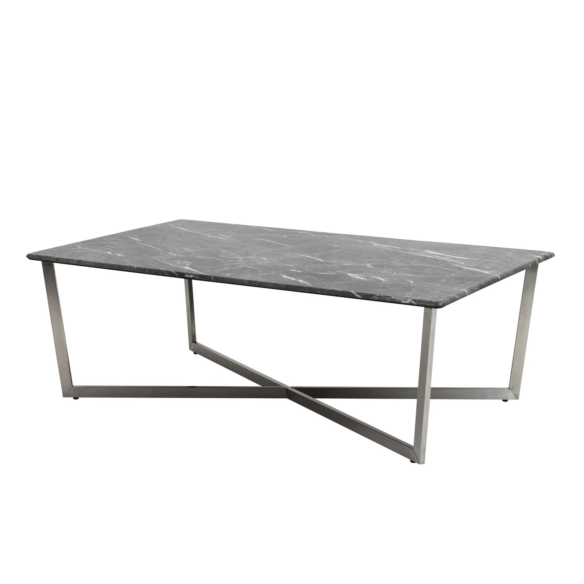 Black on Stainless Faux Marble Coffee Table By Homeroots - Image 4