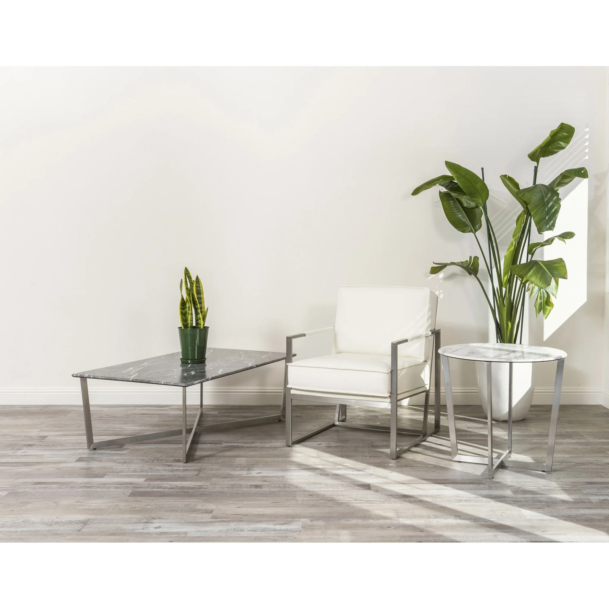 Black on Stainless Faux Marble Coffee Table By Homeroots - Image 8