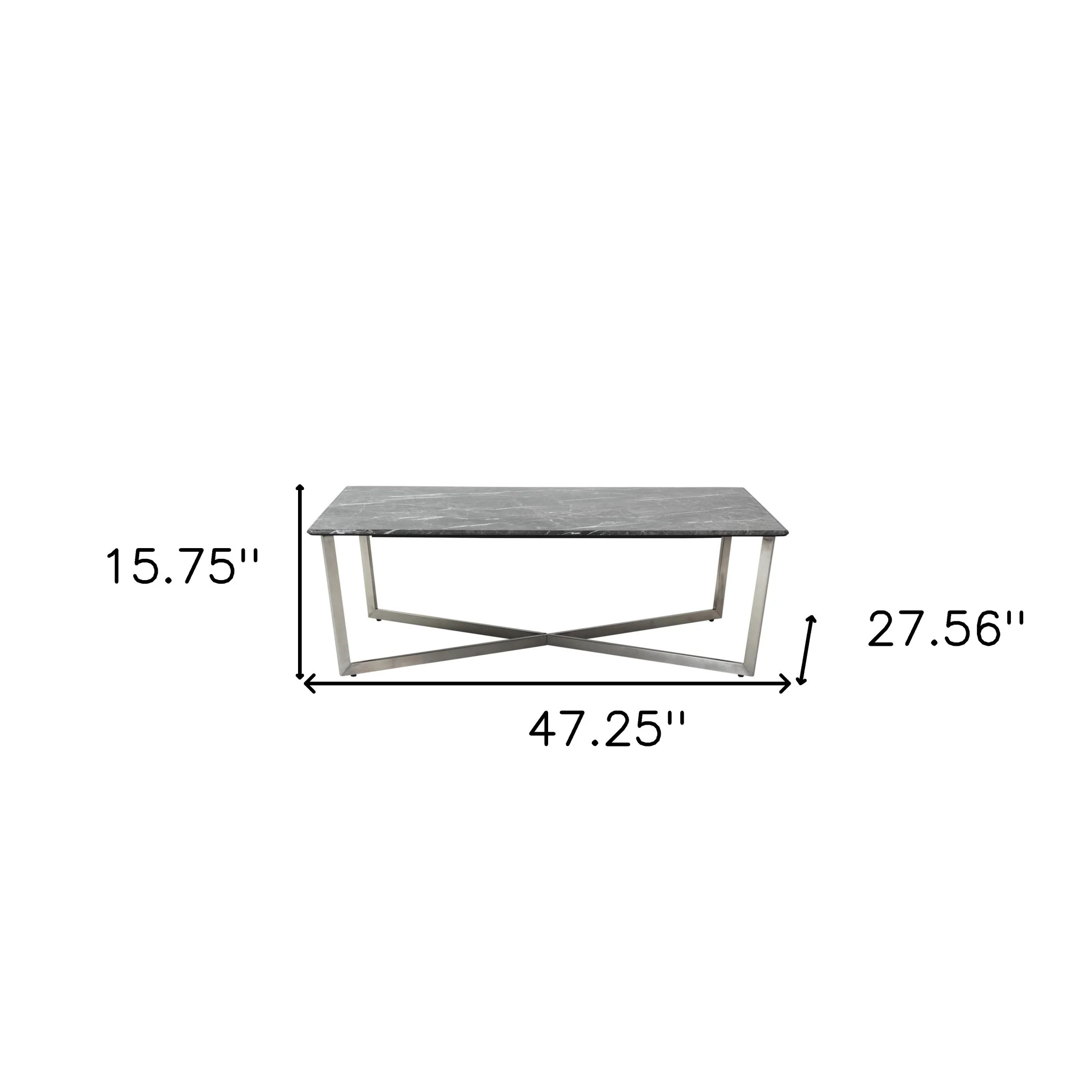 Black on Stainless Faux Marble Coffee Table By Homeroots - Image 9