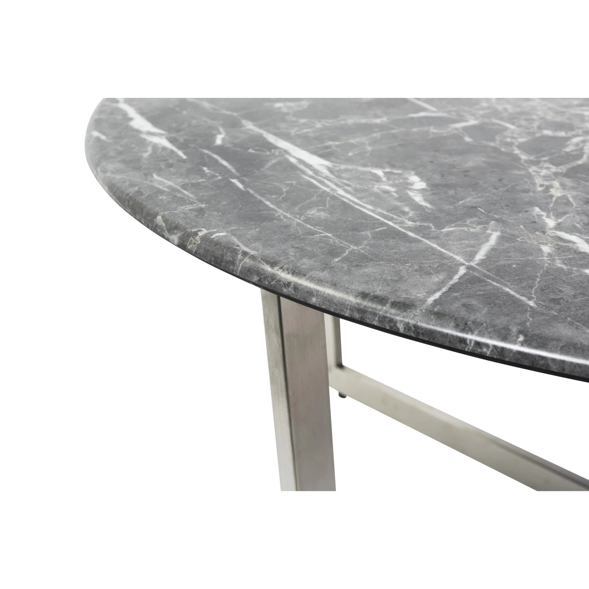 Black on Stainless Faux Marble Round Coffee Table By Homeroots - Image 7