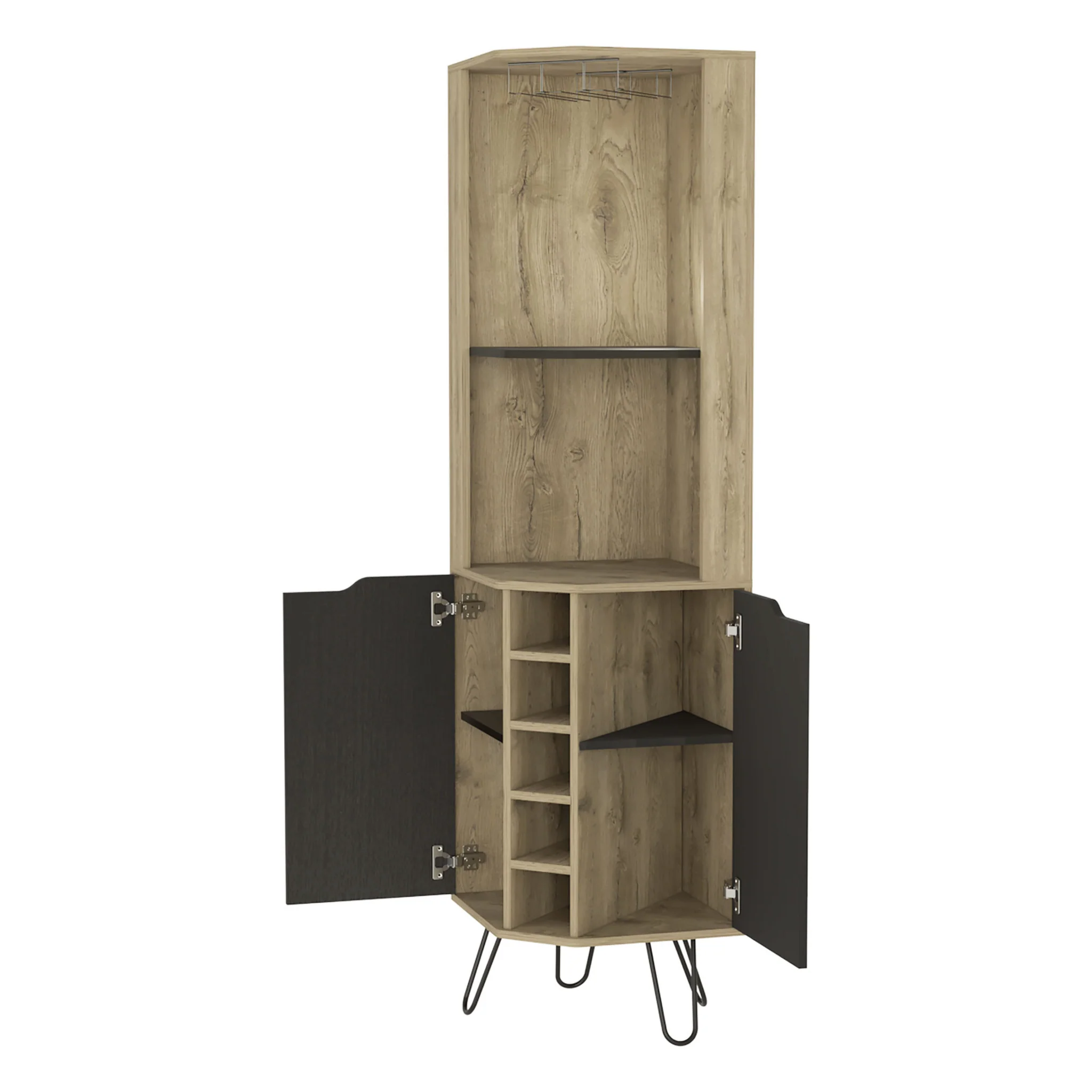 Black One Cabinet Faux Wood Nightstand By Homeroots - Image 3