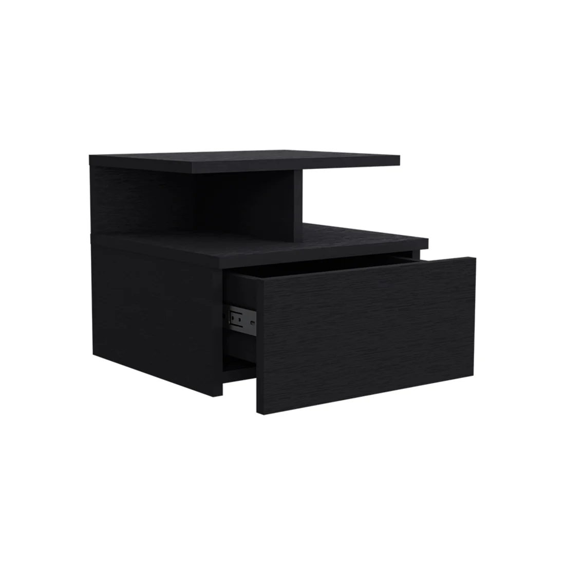 Black One Drawer Faux Wood Floating Nightstand By Homeroots - Image 3