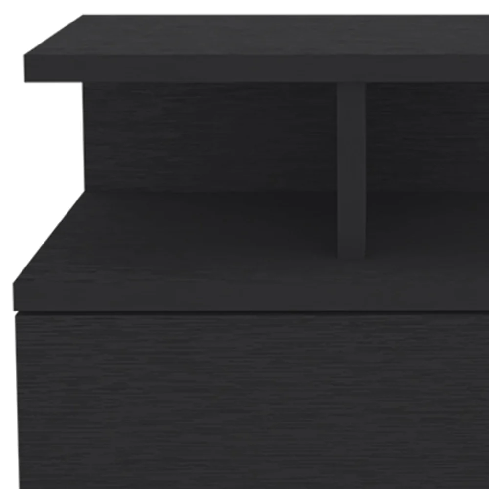 Black One Drawer Faux Wood Floating Nightstand By Homeroots - Image 6