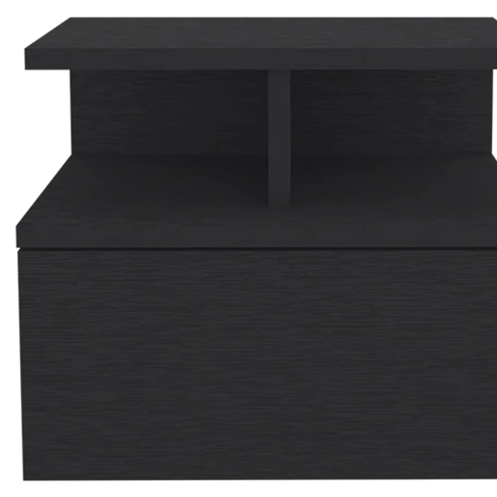 Black One Drawer Faux Wood Floating Nightstand By Homeroots - Image 7