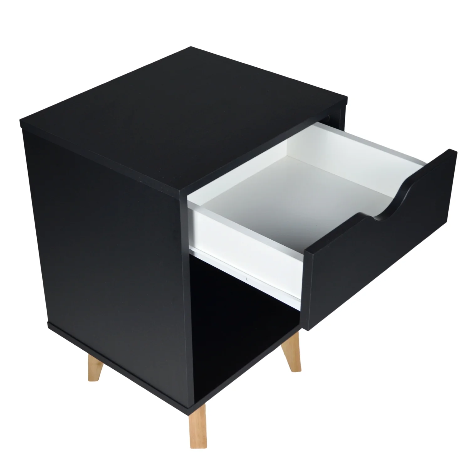 Black One Drawer Nightstand By Homeroots - Image 3