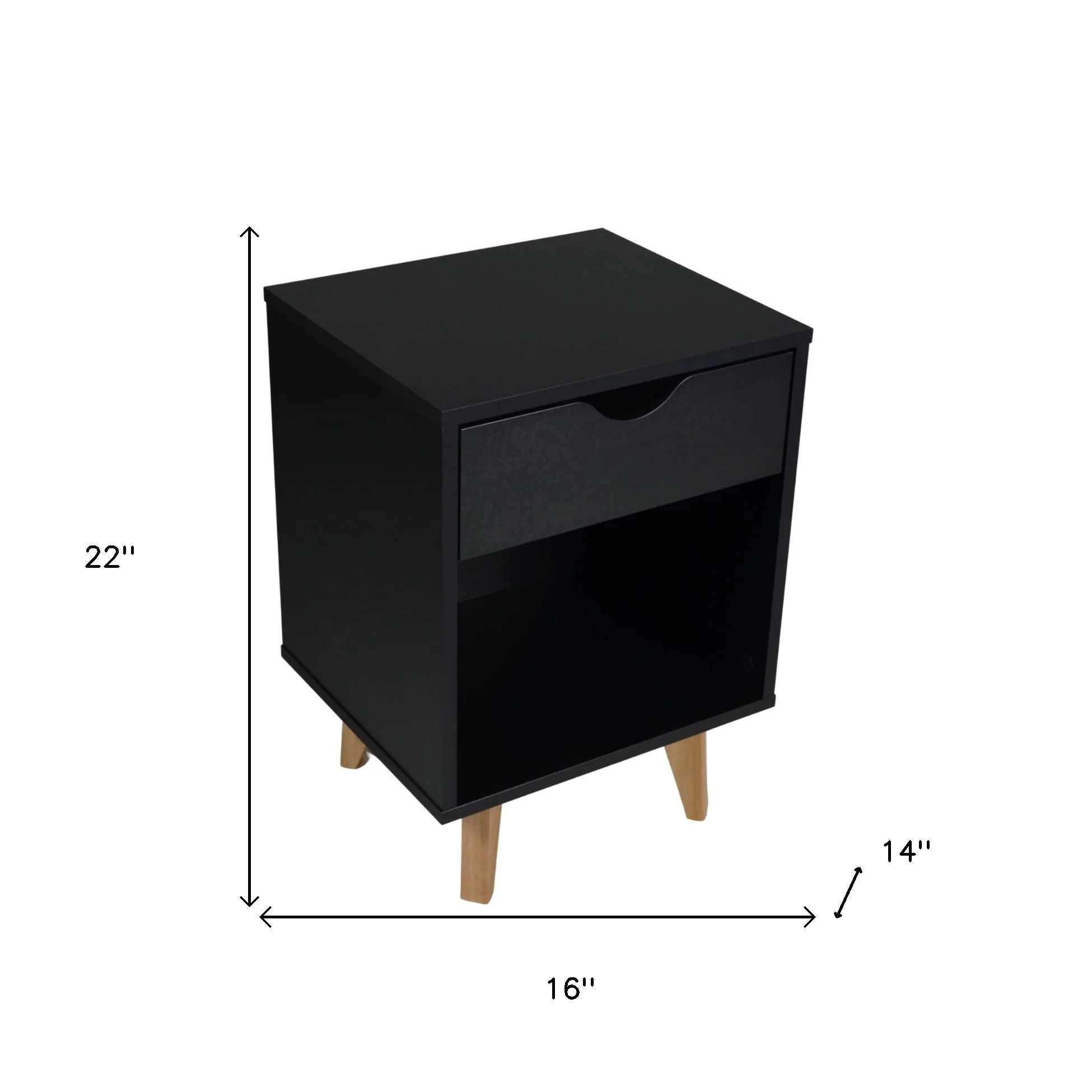 Black One Drawer Nightstand By Homeroots - Image 6