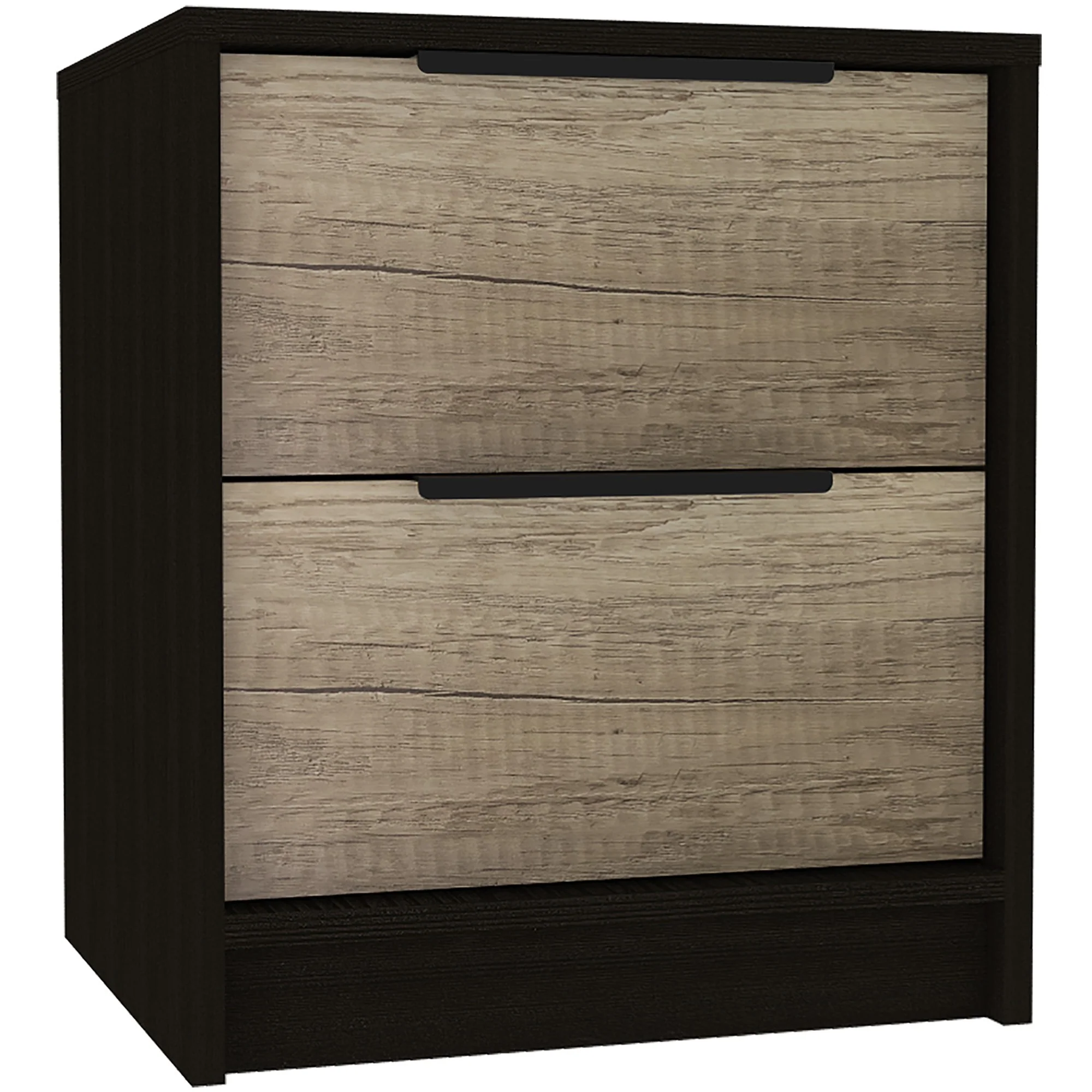 Black Open Compartment Two Drawer Nightstand By Homeroots - Image 2