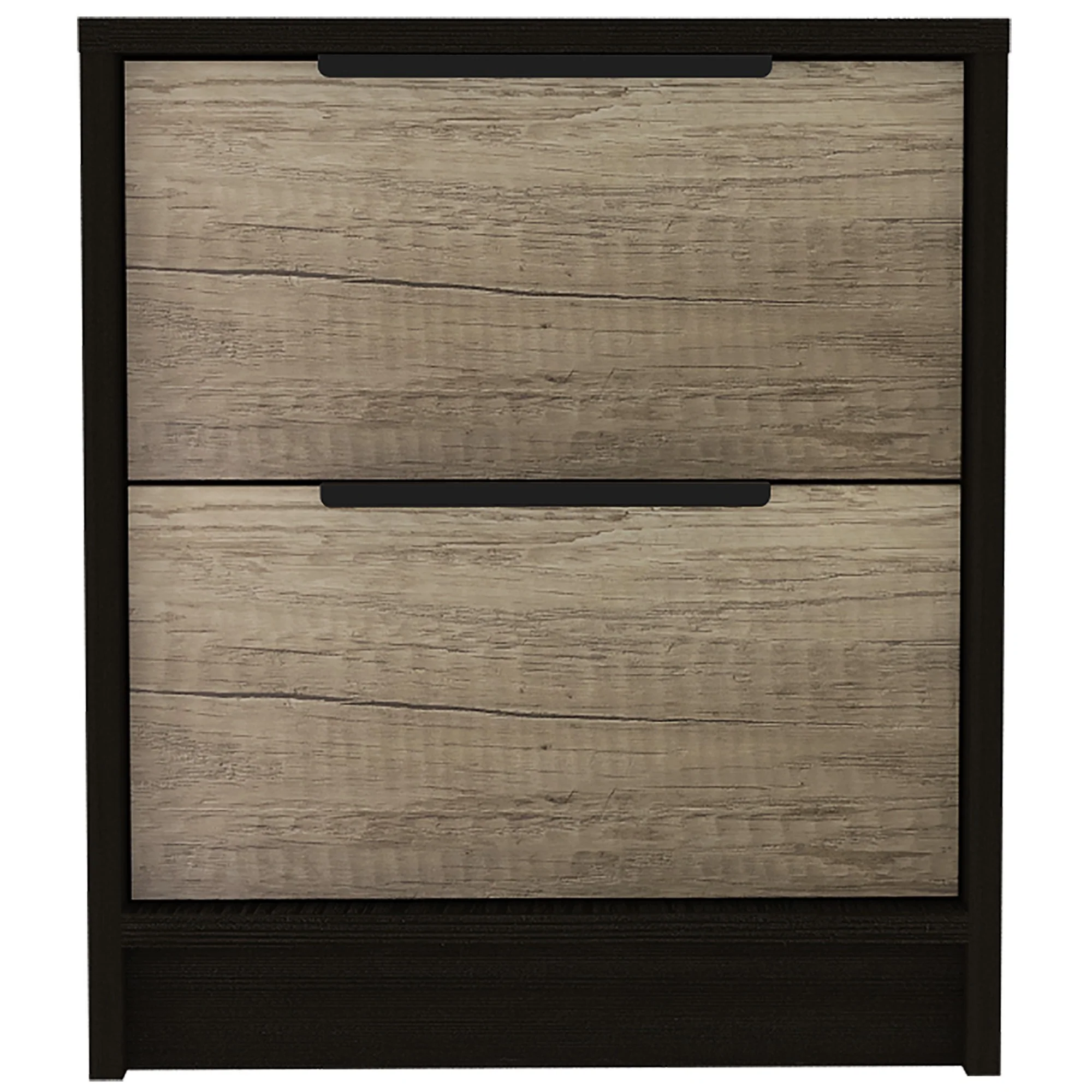 Black Open Compartment Two Drawer Nightstand By Homeroots - Image 5