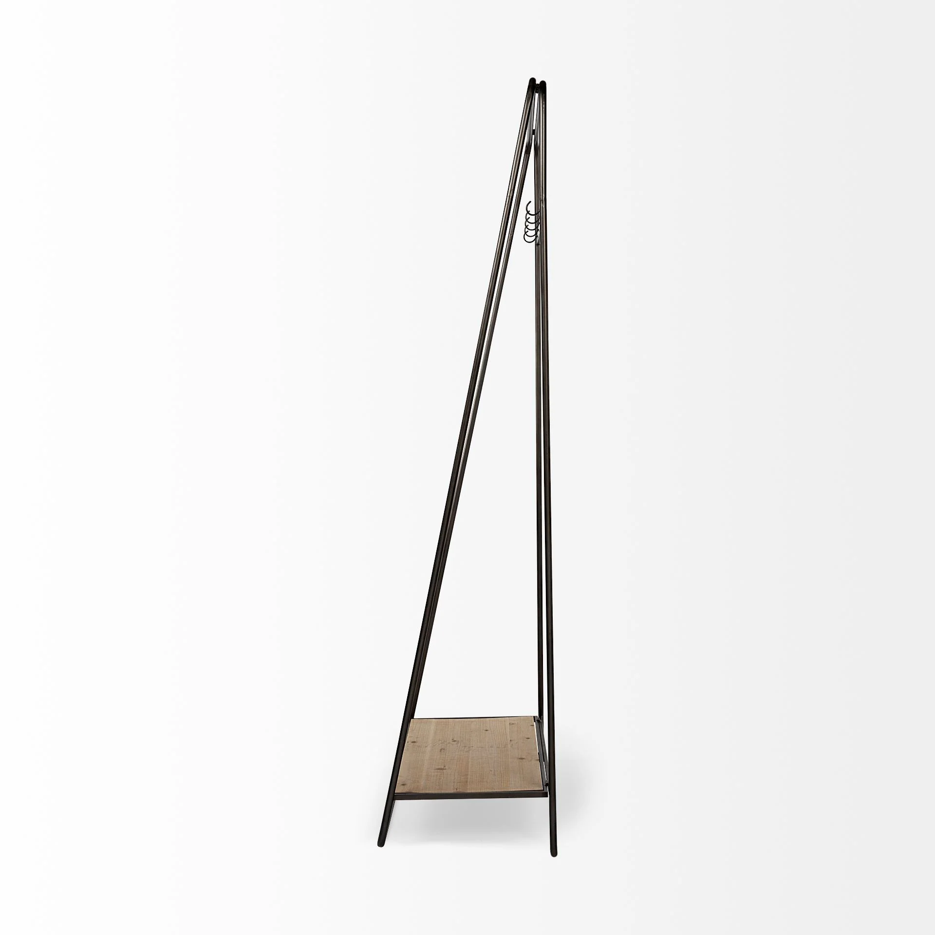 Black Pipe Metal and Wood Shelf Hall Tree By Homeroots - Image 4