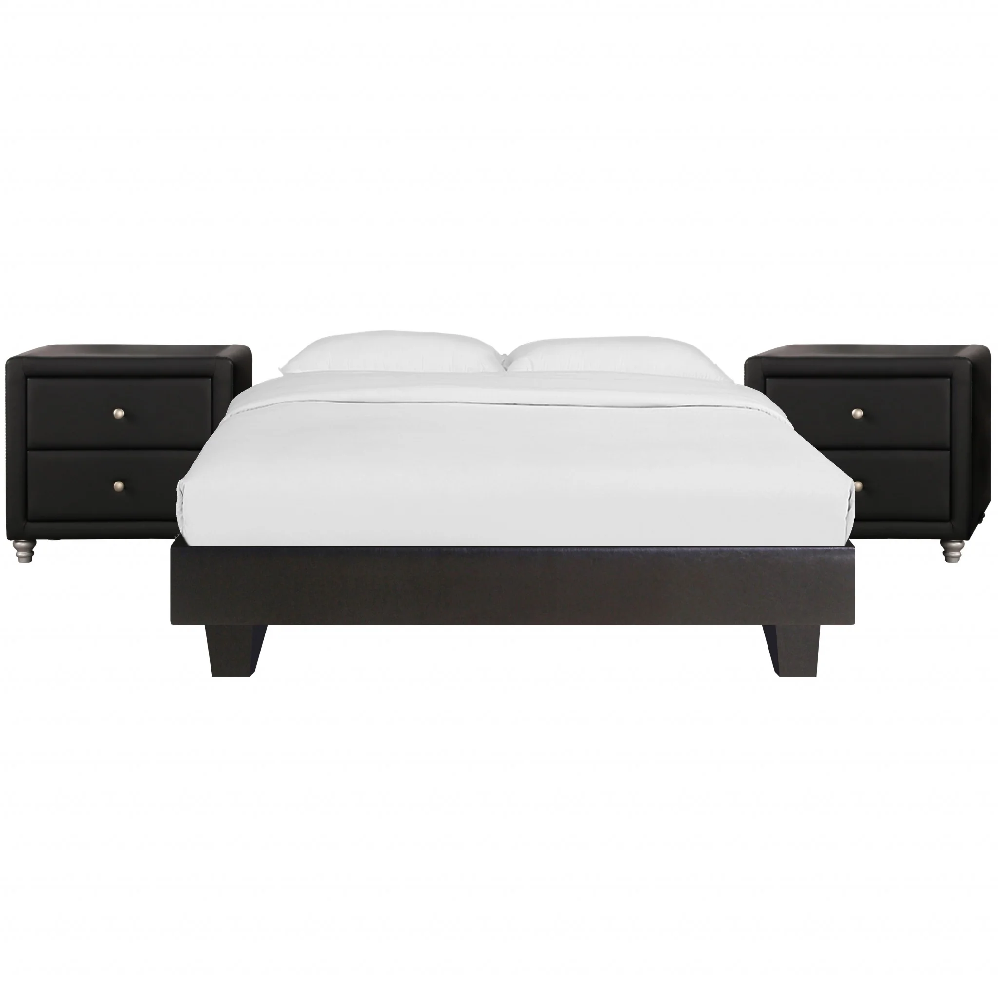 Black Platform King Bed With Two Nightstands By Homeroots - 397010 - Image 3