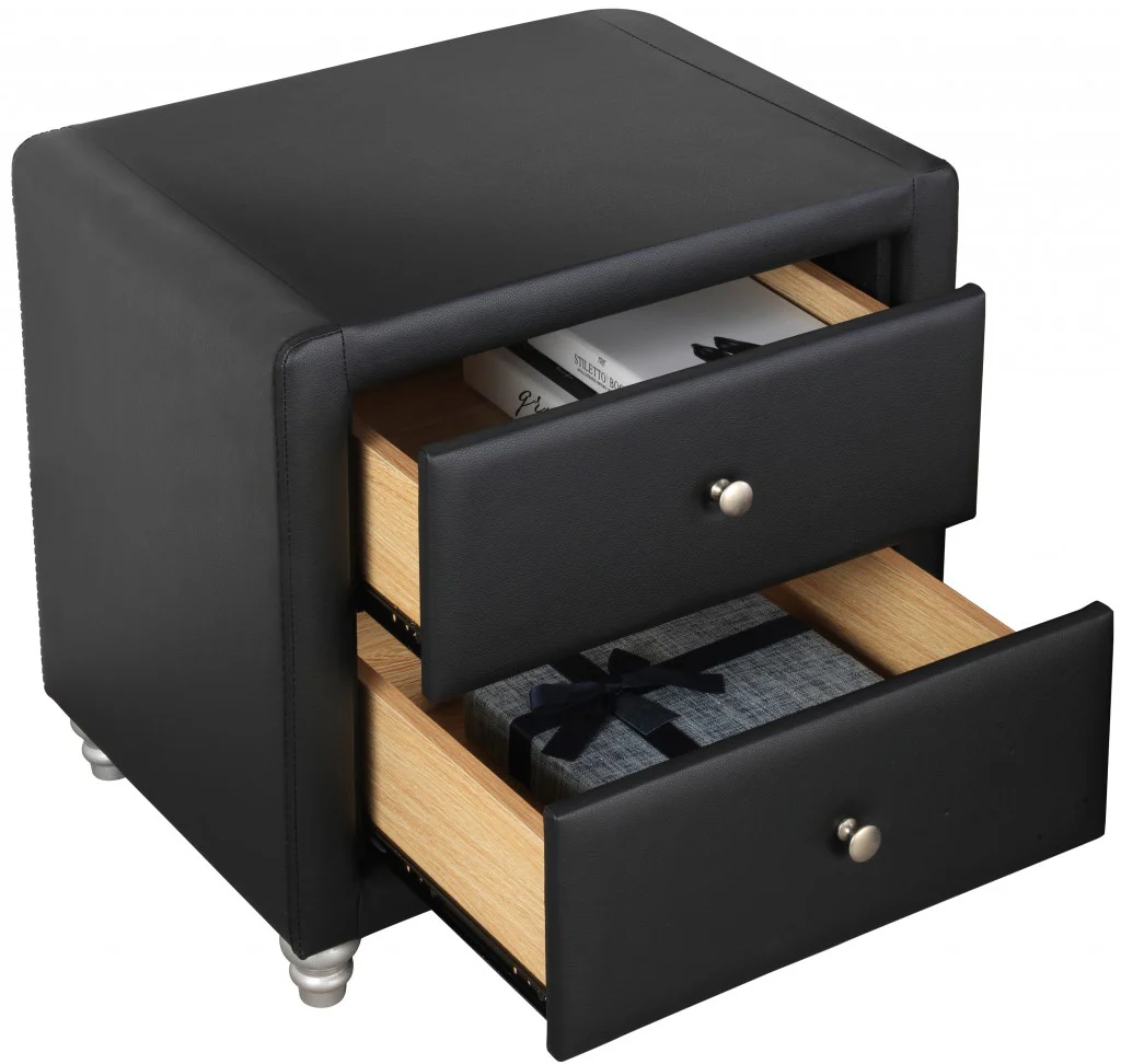 Black Platform Queen Bed With Two Nightstands By Homeroots - 397009 - Image 7