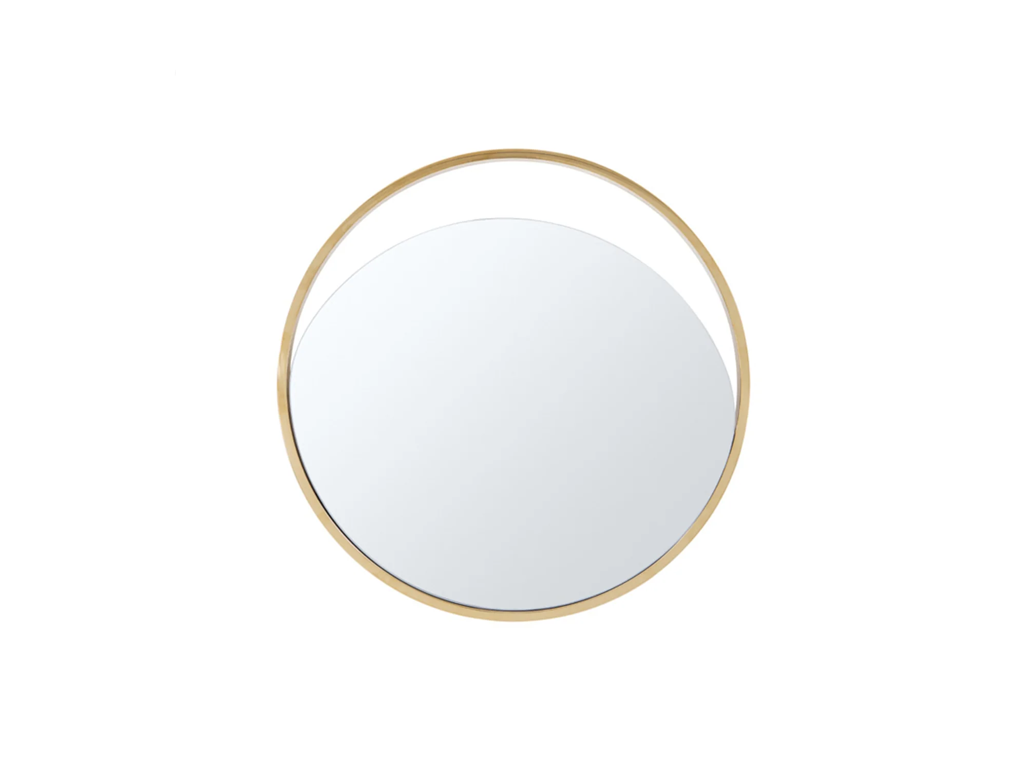 Black Polished Gold Glass Small Round Mirror By Homeroots - Image 2