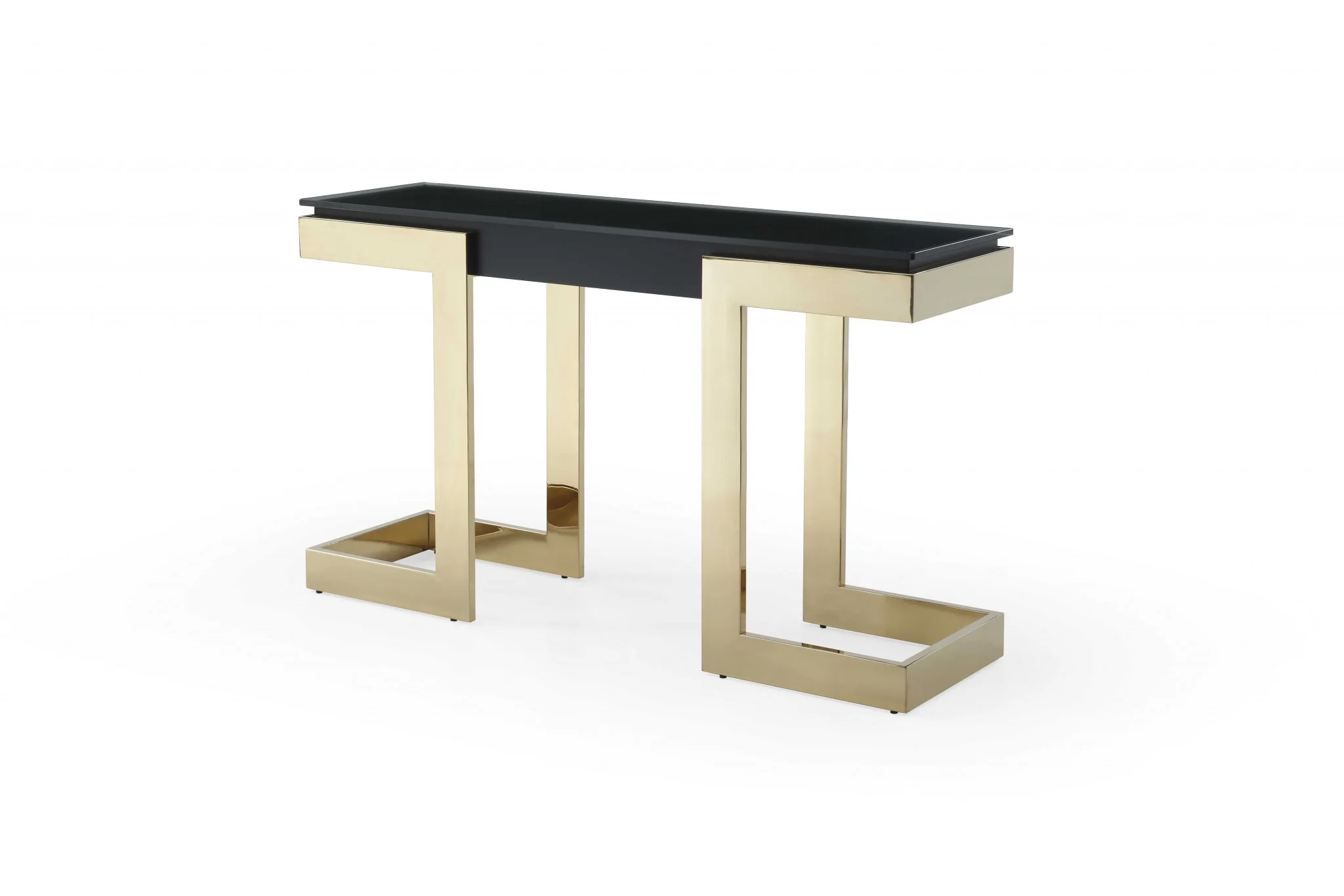 Black Polished Gold Stainless Console By Homeroots - Image 2