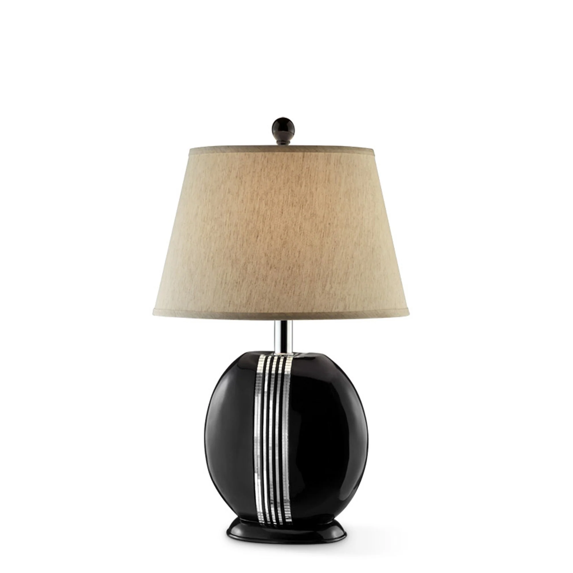 Black Polyresin Lamp with Beige Fabric Shade By Homeroots - Image 2