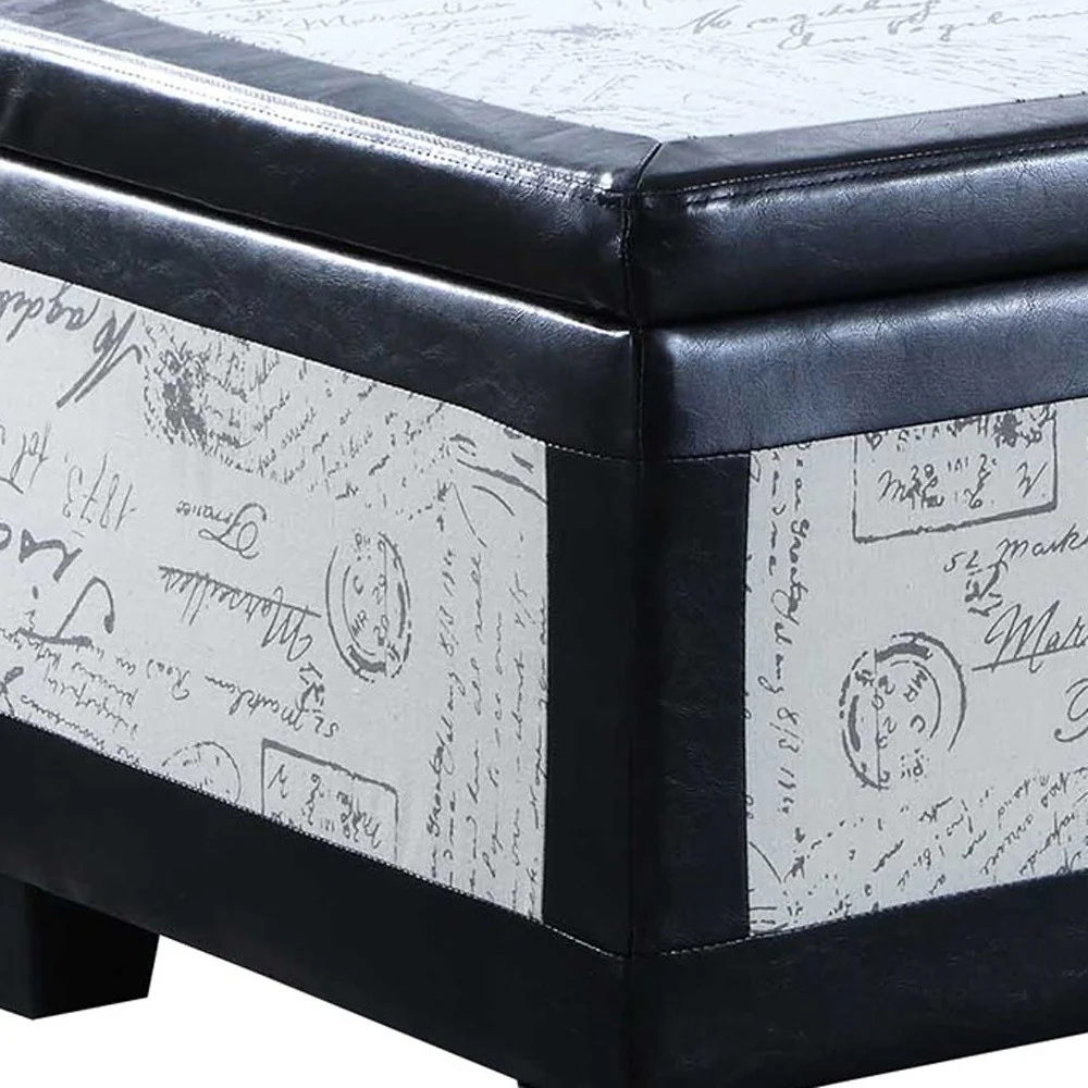 Black Postcard Faux Leather Storage Bench and Two Ottomans By Homeroots - 469416 - Image 5
