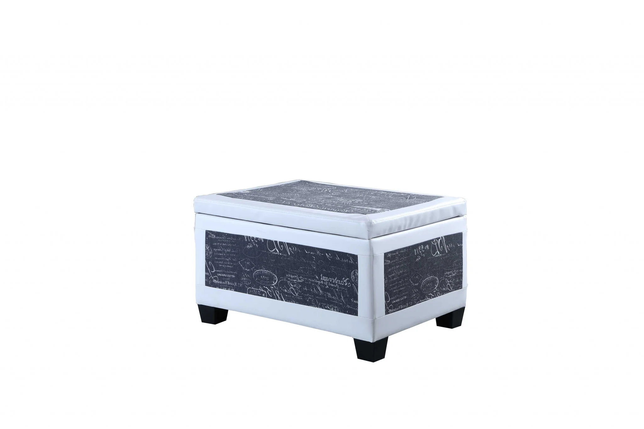Black Postcard Faux Leather Storage Bench and Two Ottomans By Homeroots - 469417 - Image 3