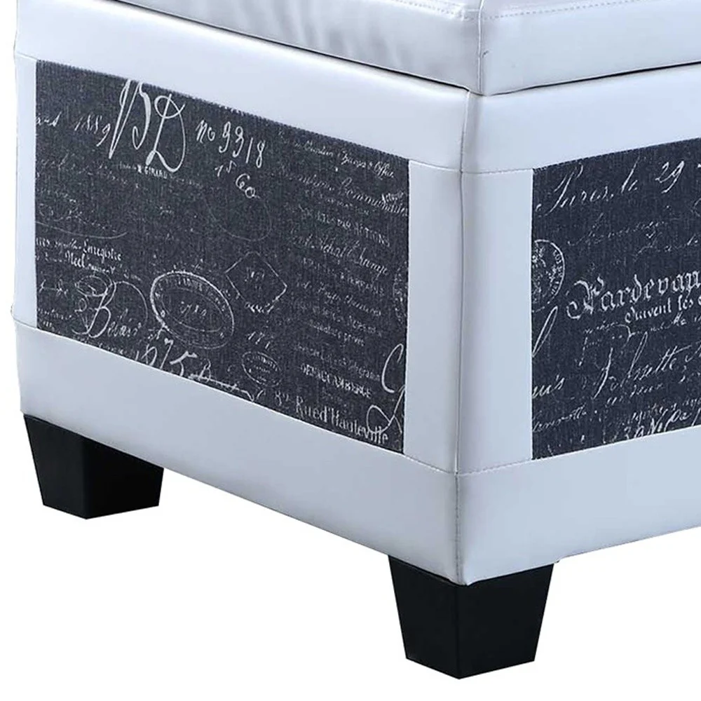 Black Postcard Faux Leather Storage Bench and Two Ottomans By Homeroots - 469417 - Image 4