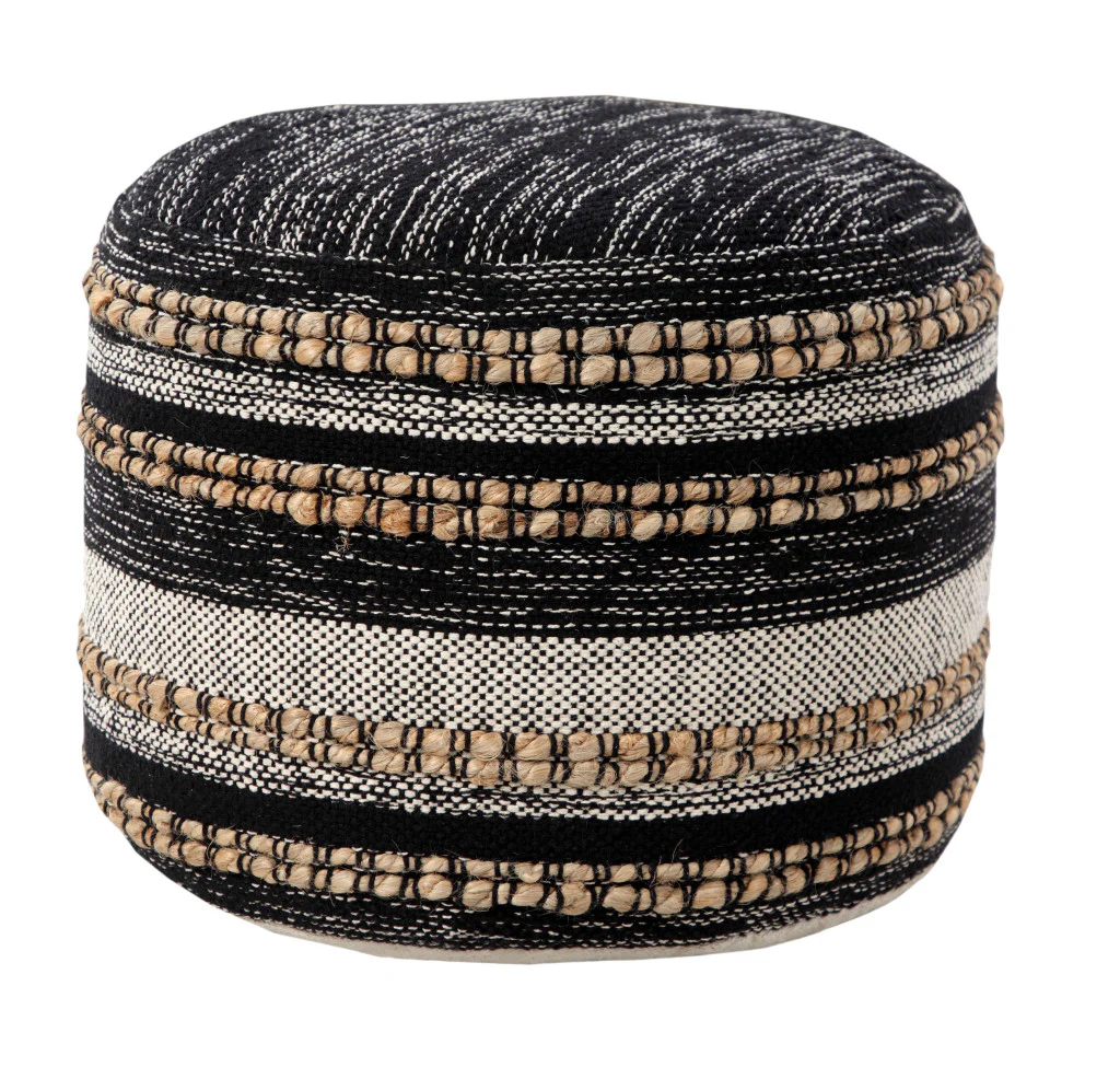 Black Pouff By Homeroots - Image 5