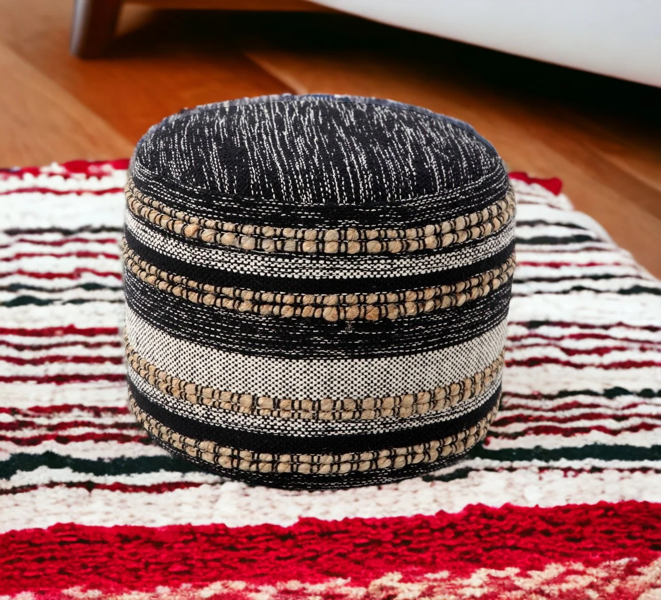 Black Pouff By Homeroots - Image 8