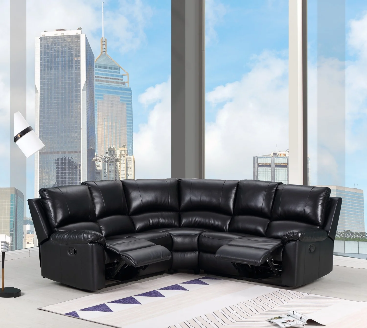 Black Power Reclining Sectional By Homeroots - Image 2