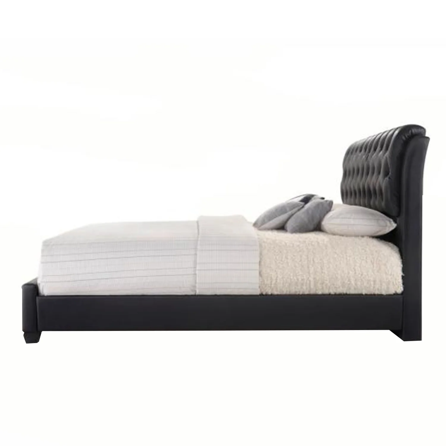 Black Pu Button Tufted King Bed By Homeroots - Image 3