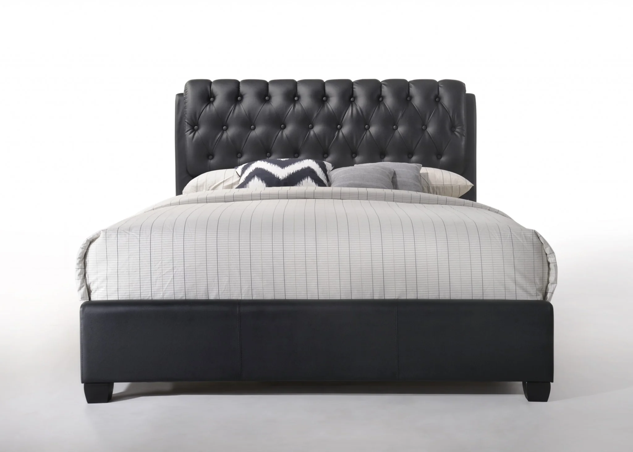 Black Pu Button Tufted Queen Bed By Homeroots - Image 2