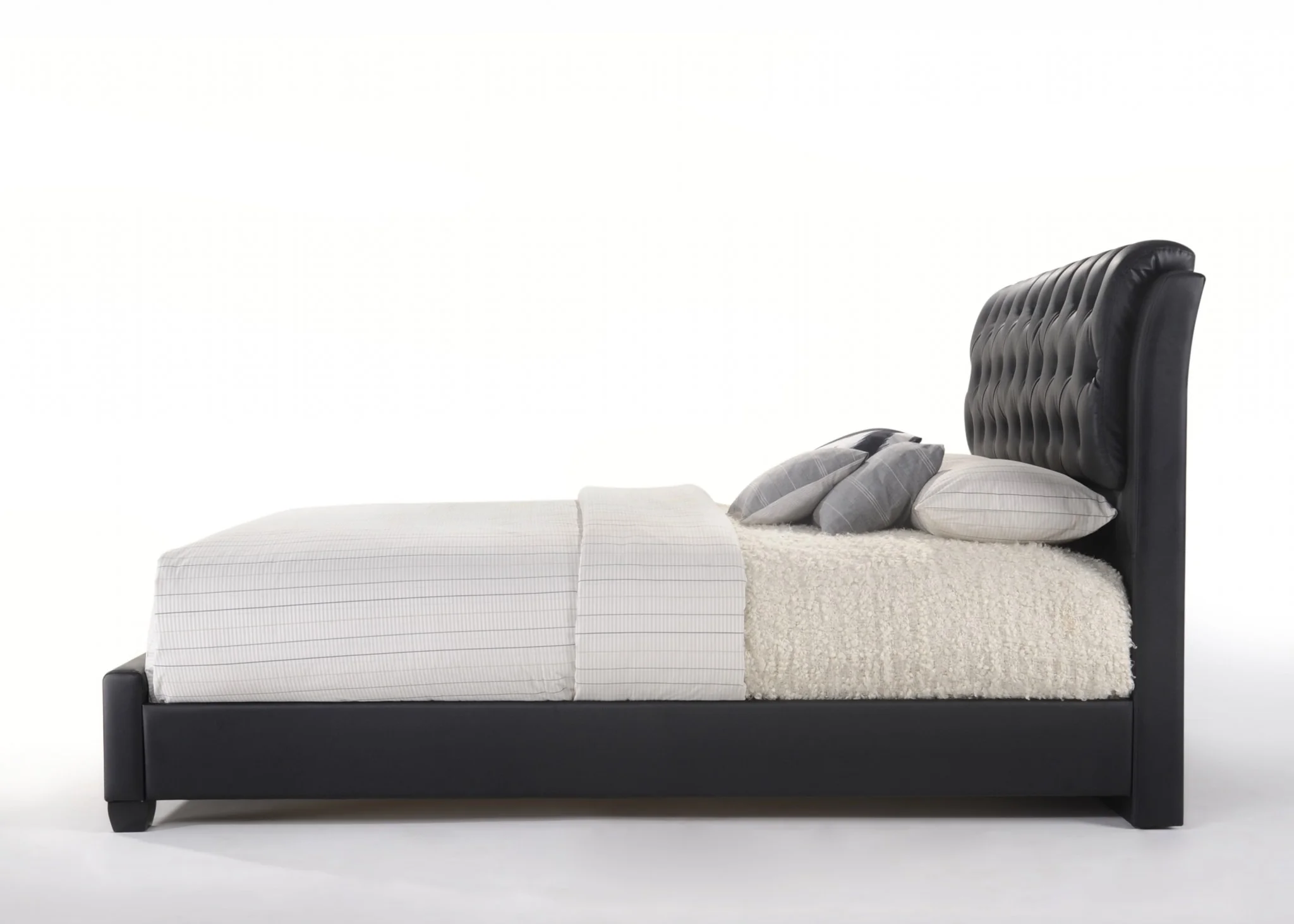 Black Pu Button Tufted Queen Bed By Homeroots - Image 4
