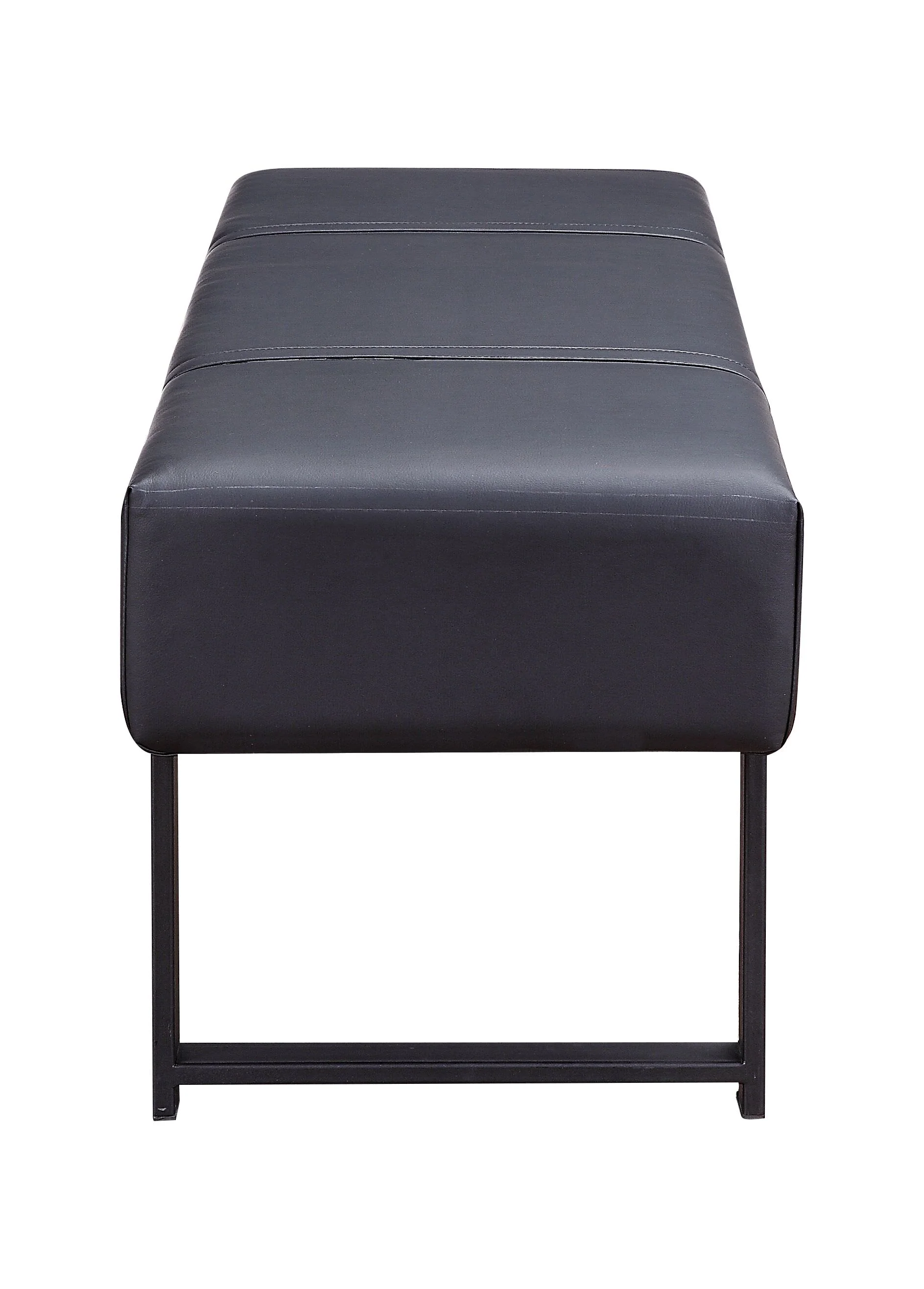 Black PU Sandy Gray Metal Upholstered Seat Engineered Seat Bench By Homeroots - Image 2