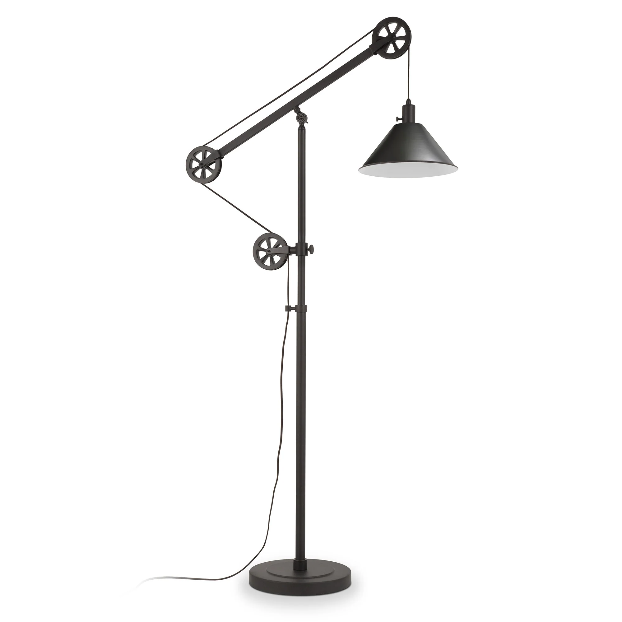 Black Reading Floor Lamp With Black Cone Shade By Homeroots - Image 3
