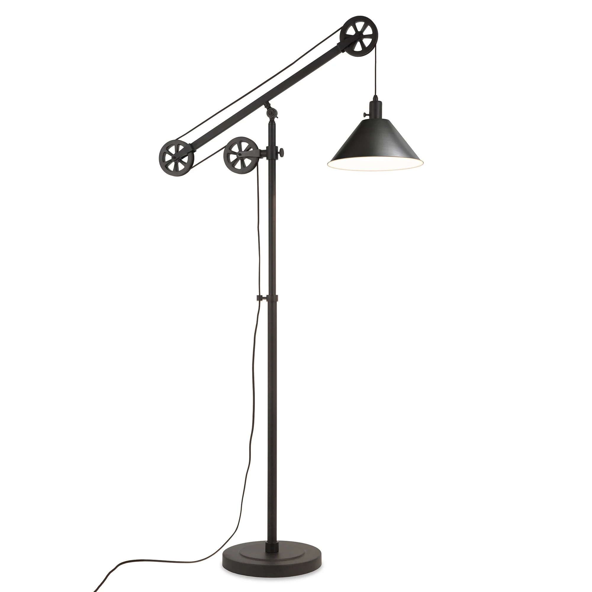 Black Reading Floor Lamp With Black Cone Shade By Homeroots - Image 4