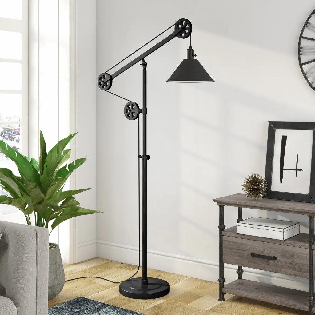 Black Reading Floor Lamp With Black Cone Shade By Homeroots - Image 6